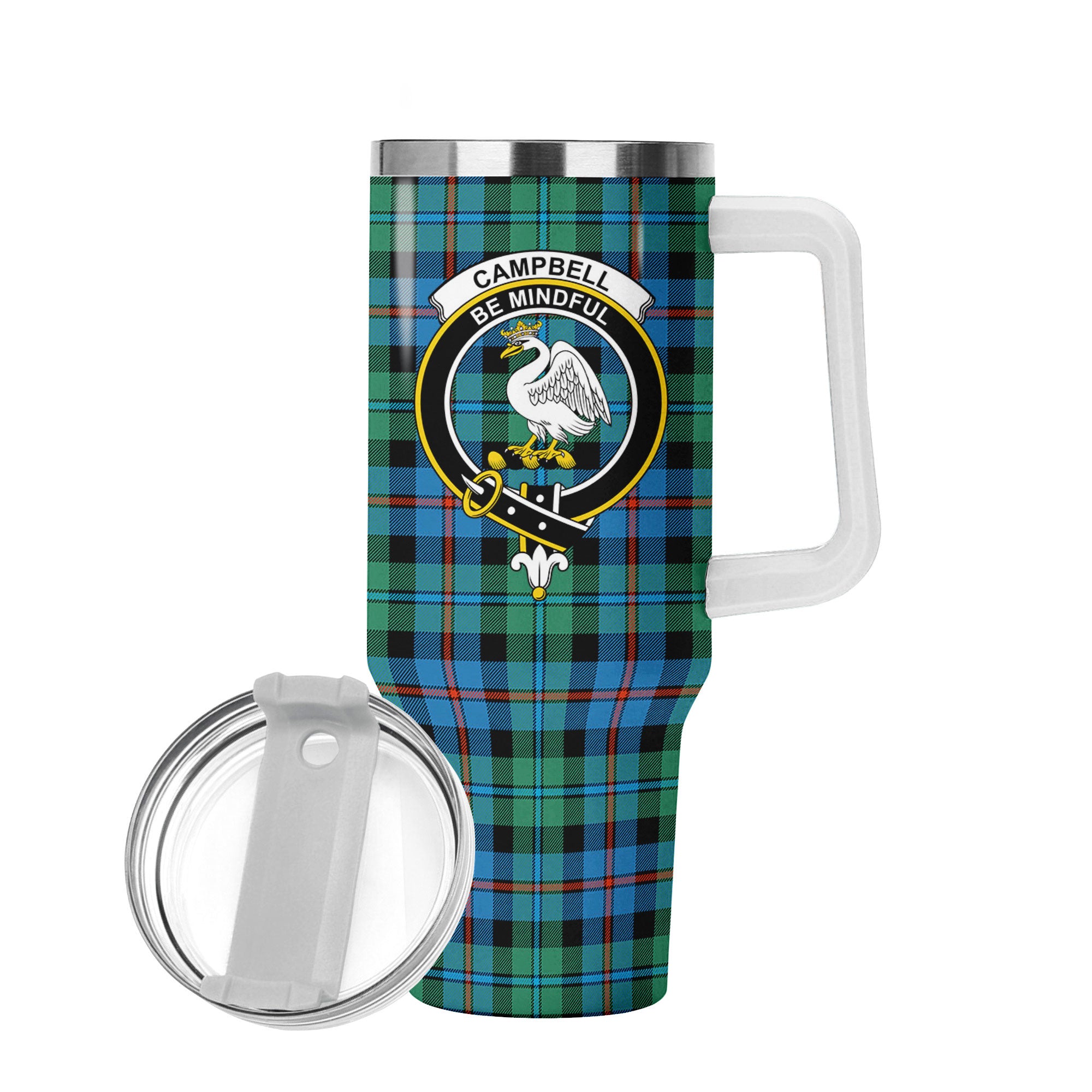Campbell of Cawdor Ancient Tartan Crest 40 oz Insulated Tumbler with Handle