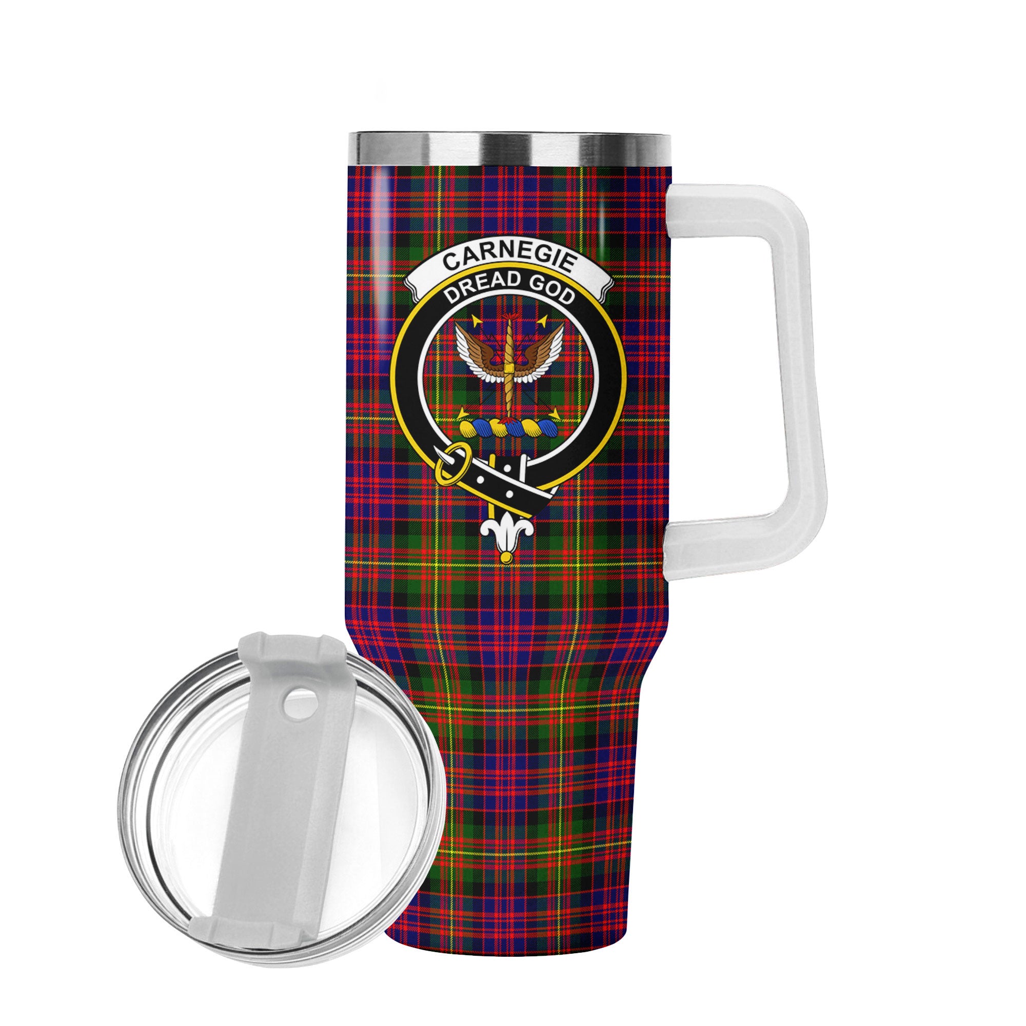 Carnegie Modern Tartan Crest 40 oz Insulated Tumbler with Handle