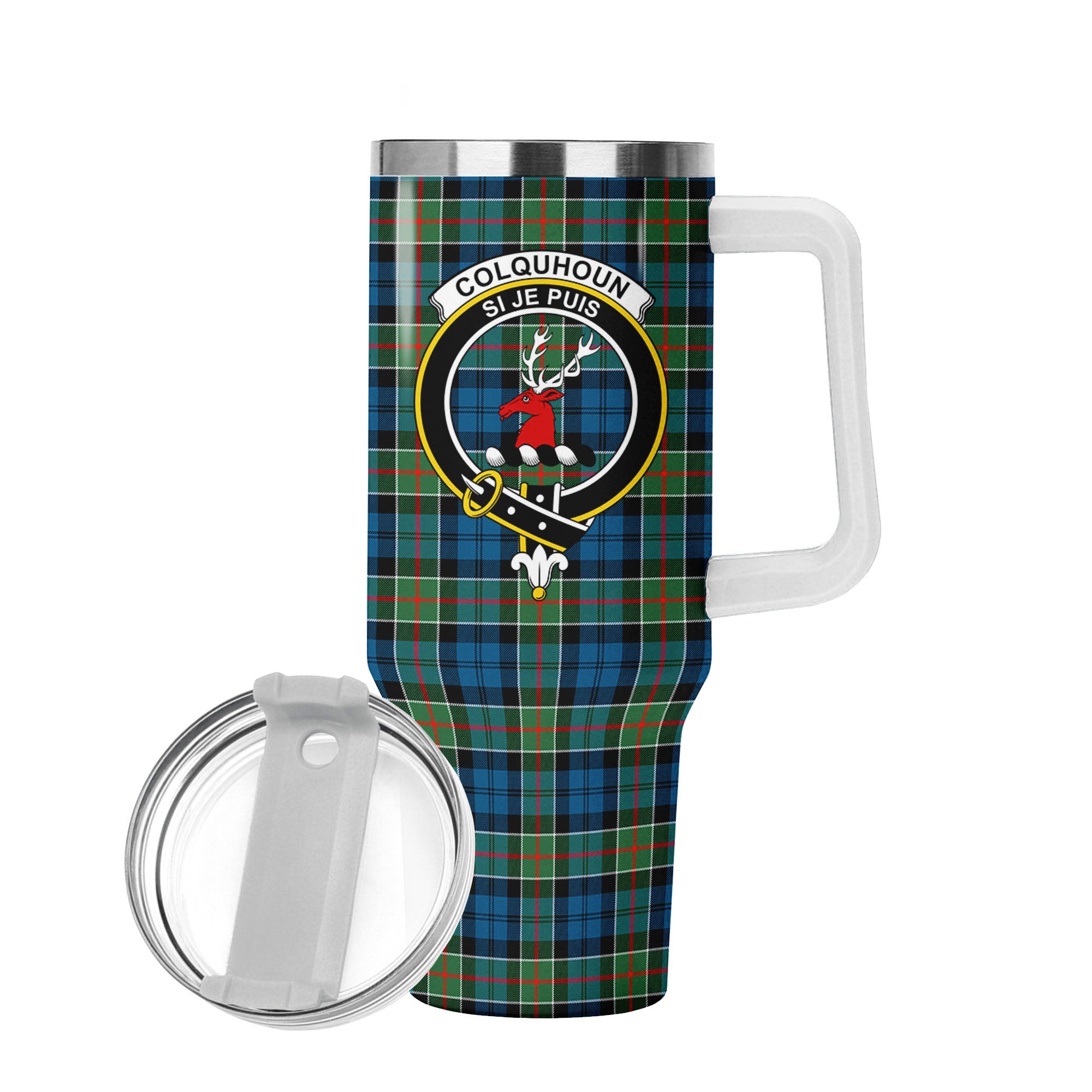 Colquhoun Ancient Tartan Crest 40 oz Insulated Tumbler with Handle