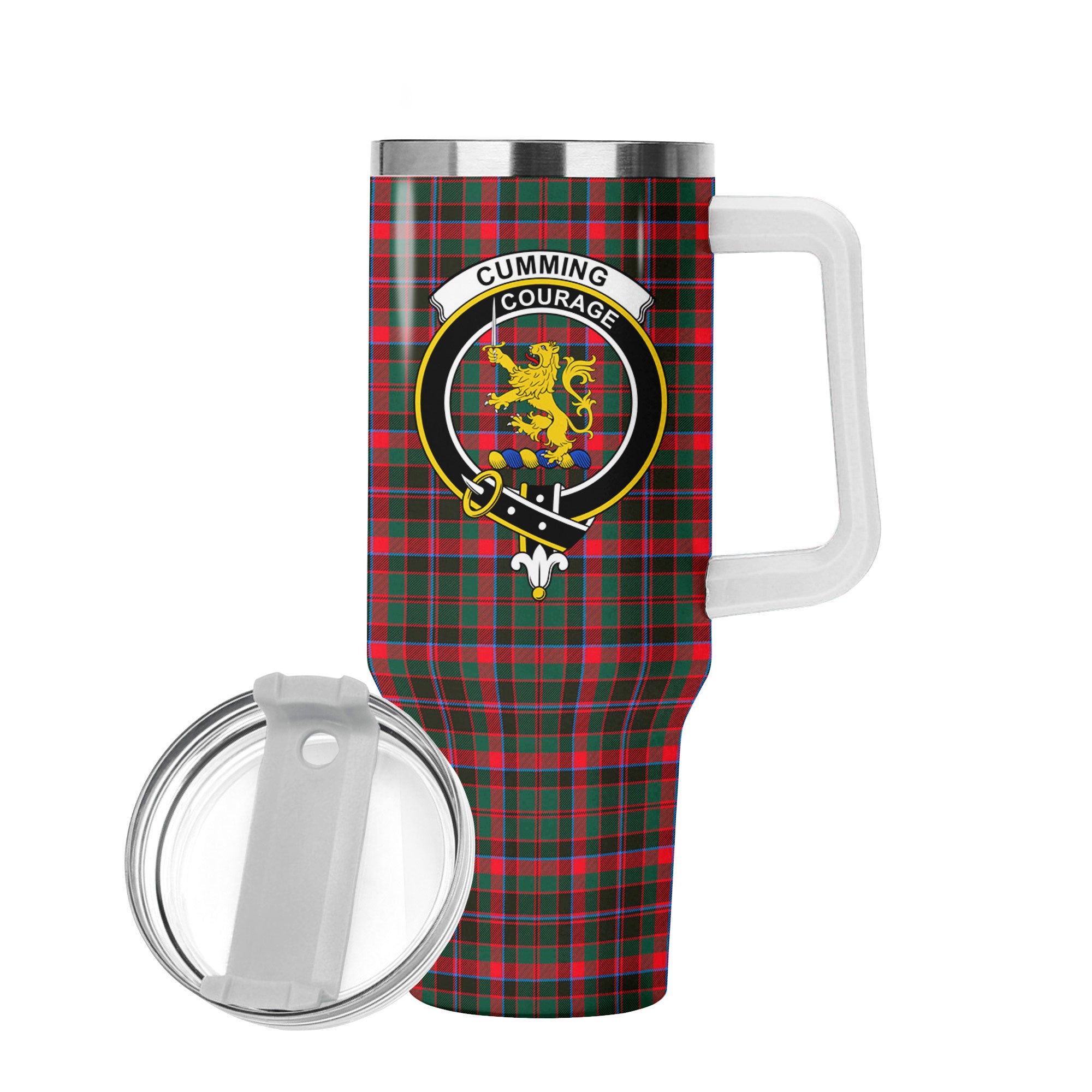 Cumming Hunting Modern Tartan Crest 40 oz Insulated Tumbler with Handle