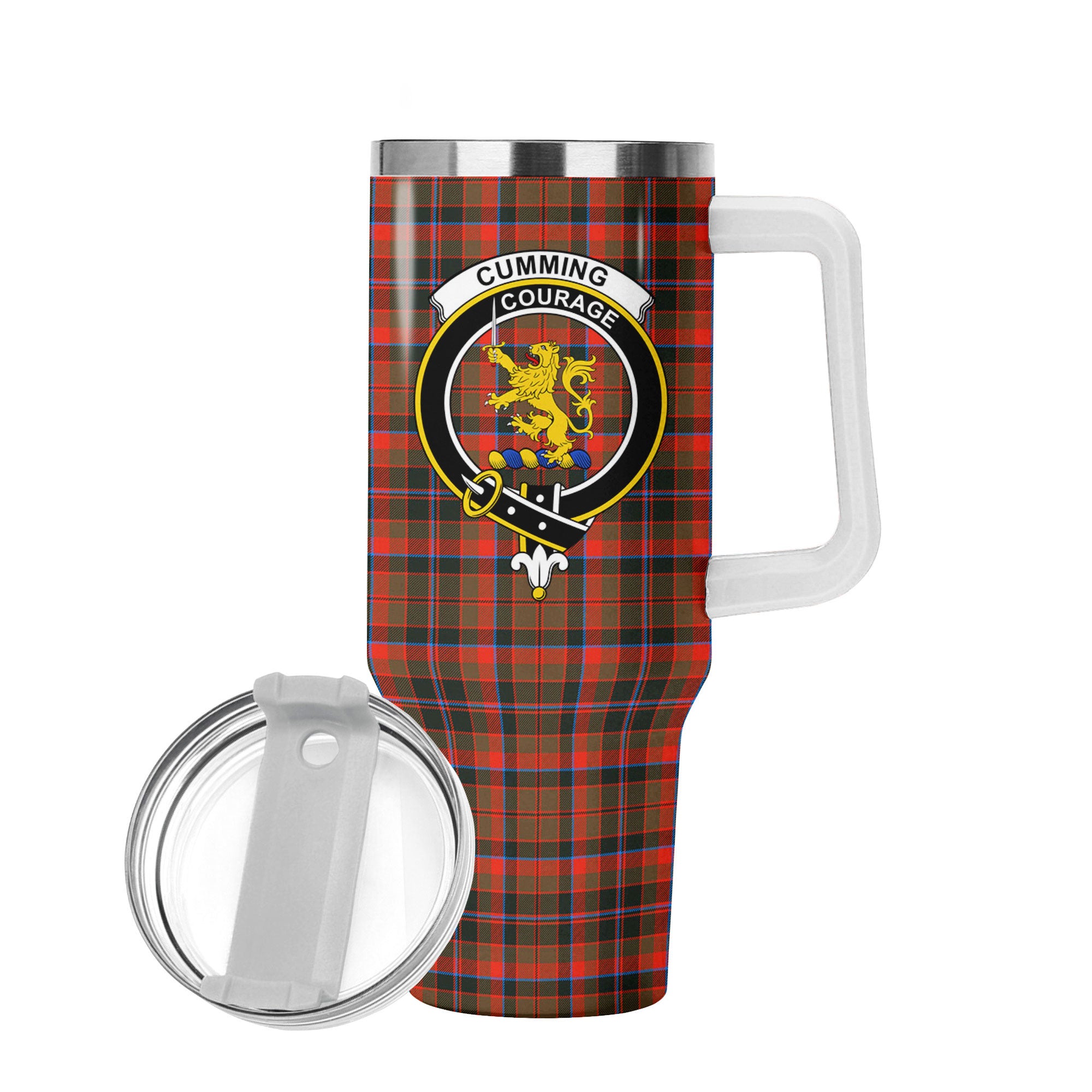 Cumming Hunting Weathered Tartan Crest 40 oz Insulated Tumbler with Handle