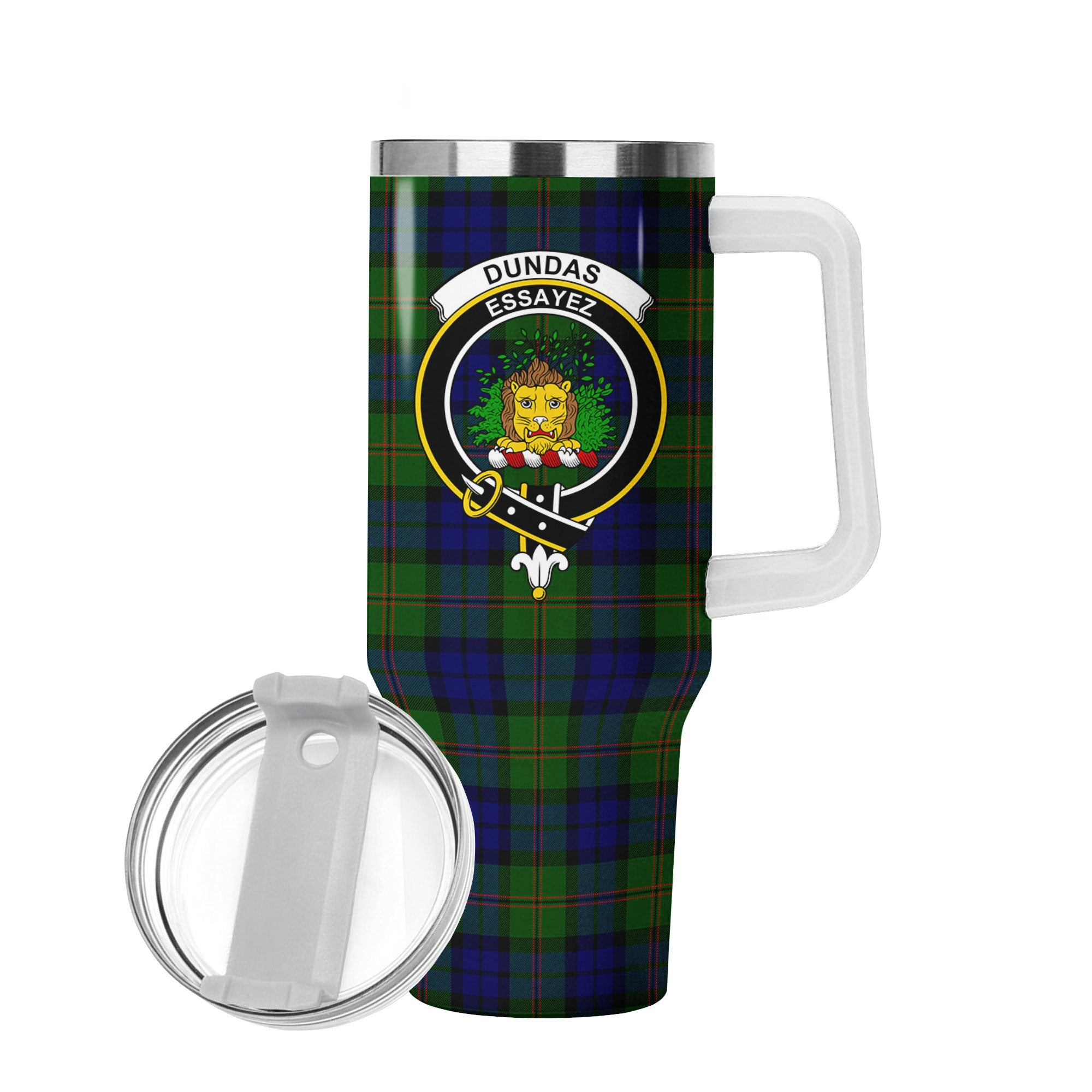 Dundas Modern Tartan Crest 40 oz Insulated Tumbler with Handle