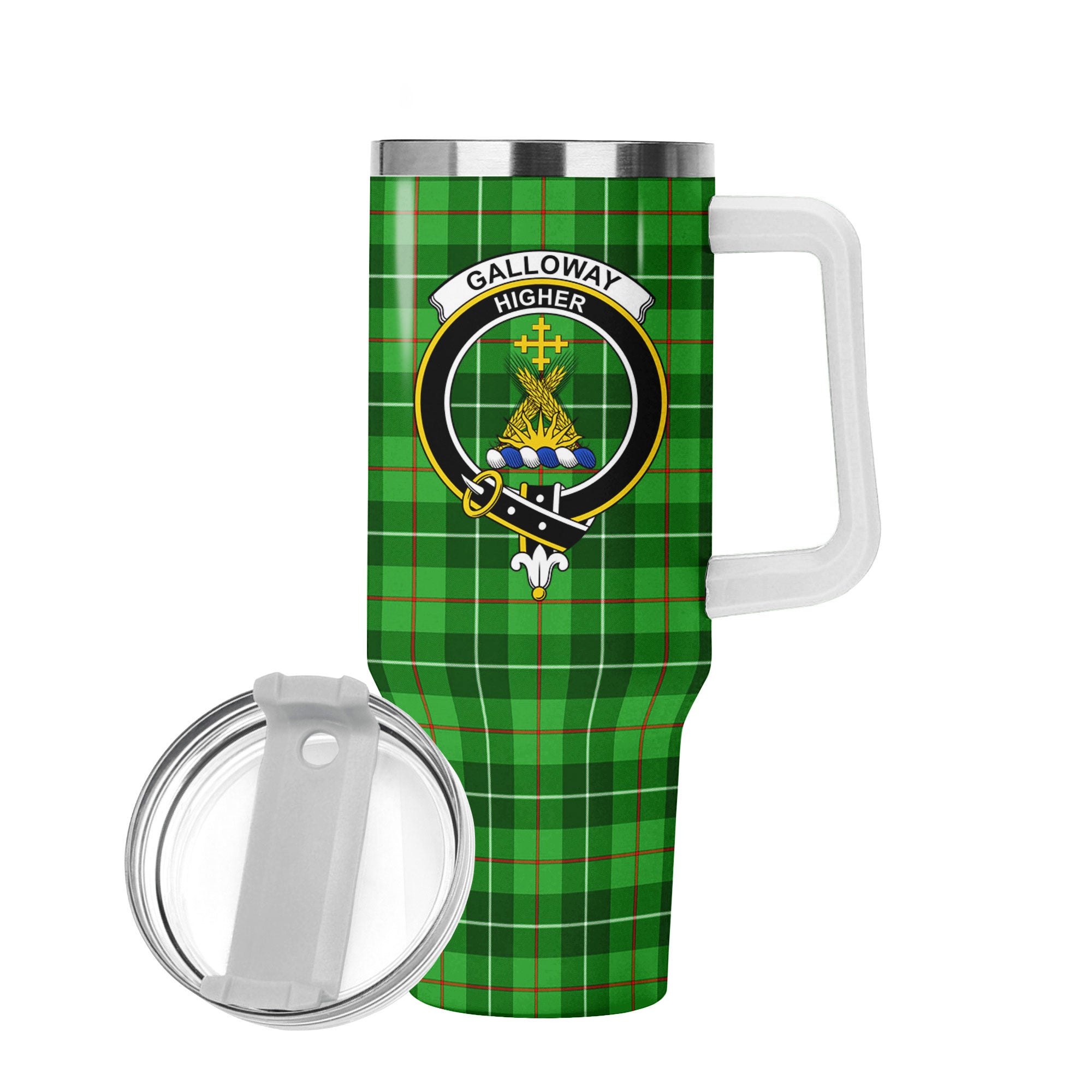 Galloway District Tartan Crest 40 oz Insulated Tumbler with Handle
