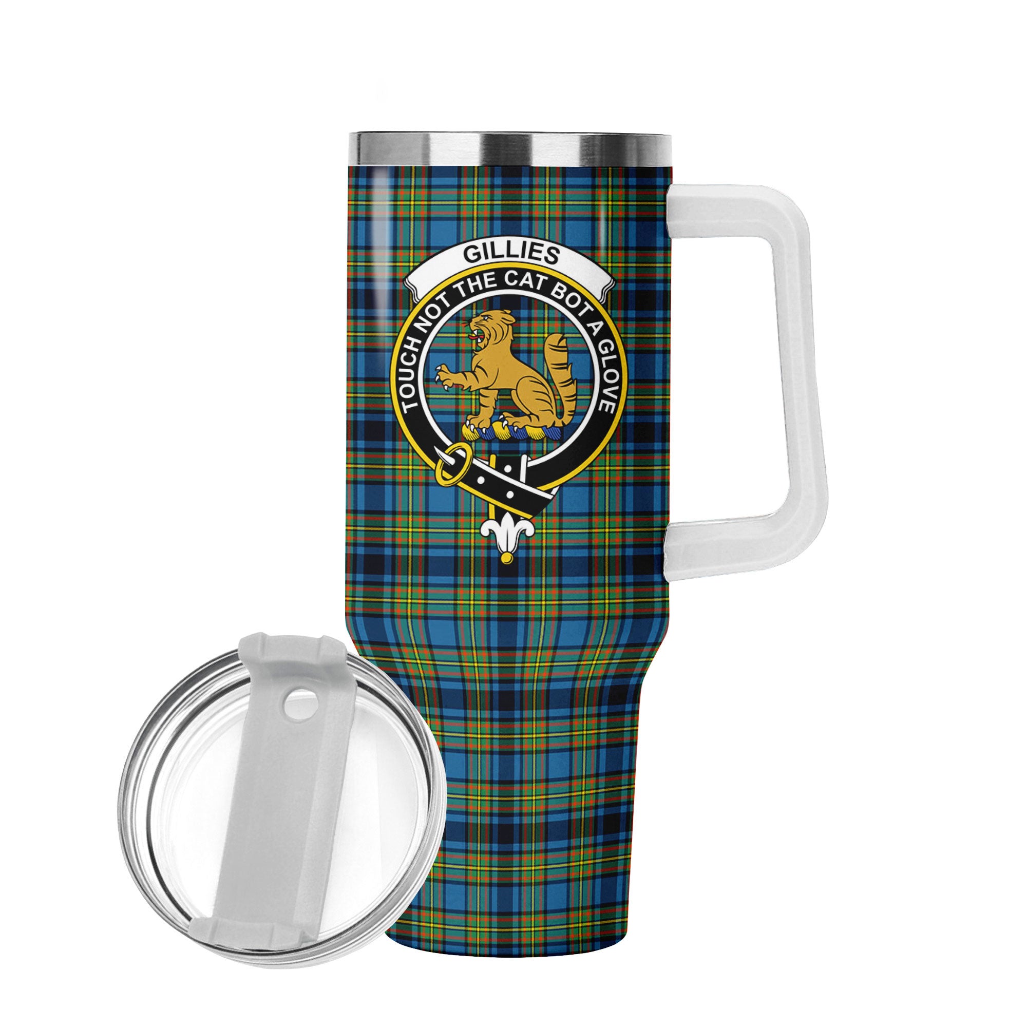 Gillies Ancient Tartan Crest 40 oz Insulated Tumbler with Handle