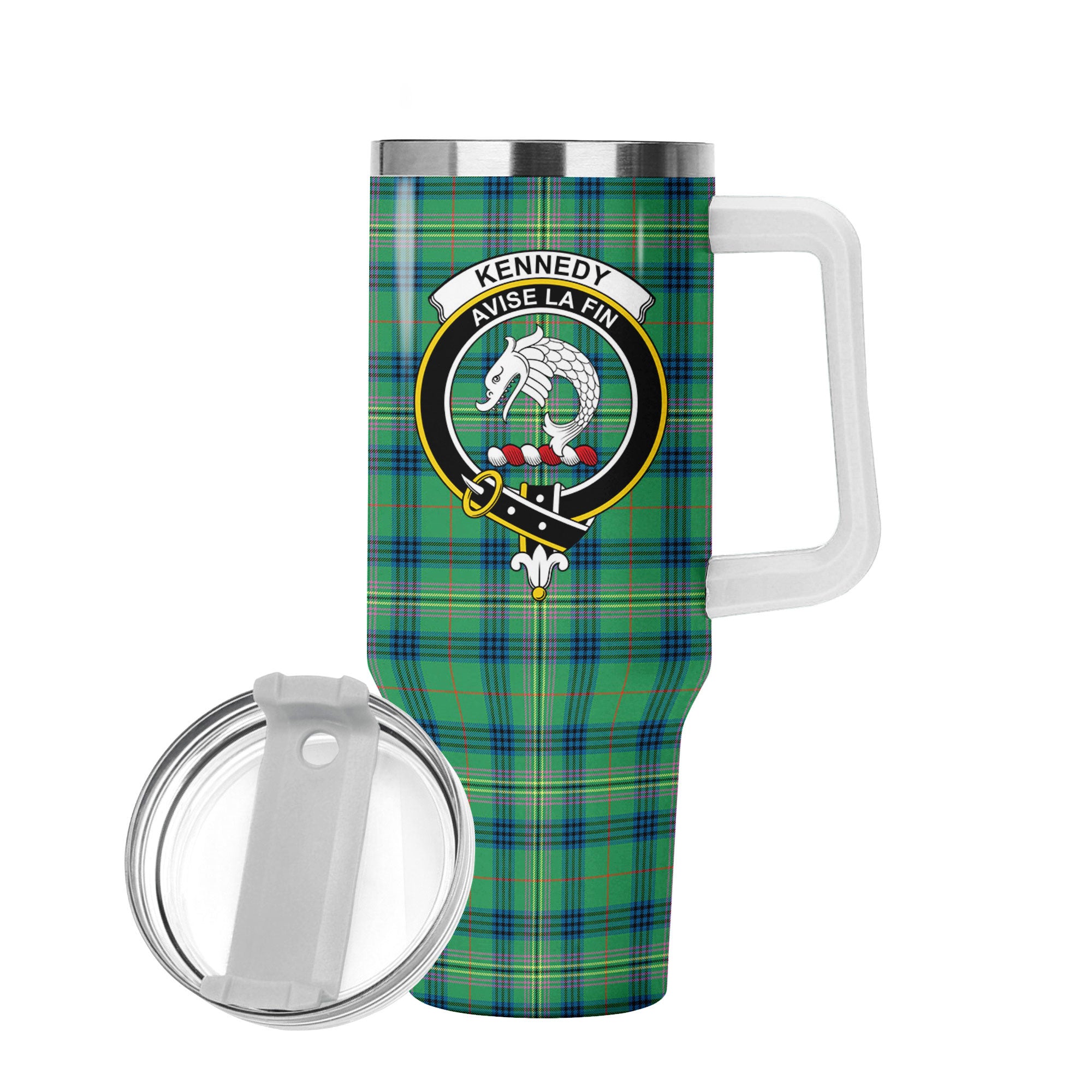 Kennedy Ancient Tartan Crest 40 oz Insulated Tumbler with Handle