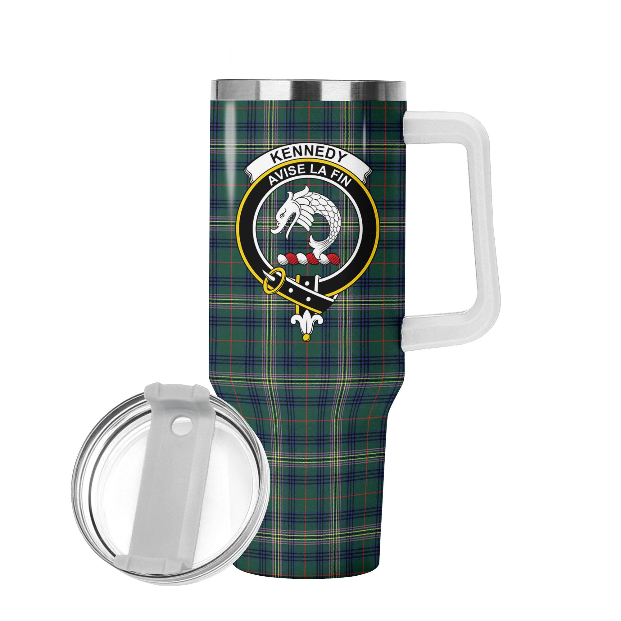 Kennedy Modern Tartan Crest 40 oz Insulated Tumbler with Handle