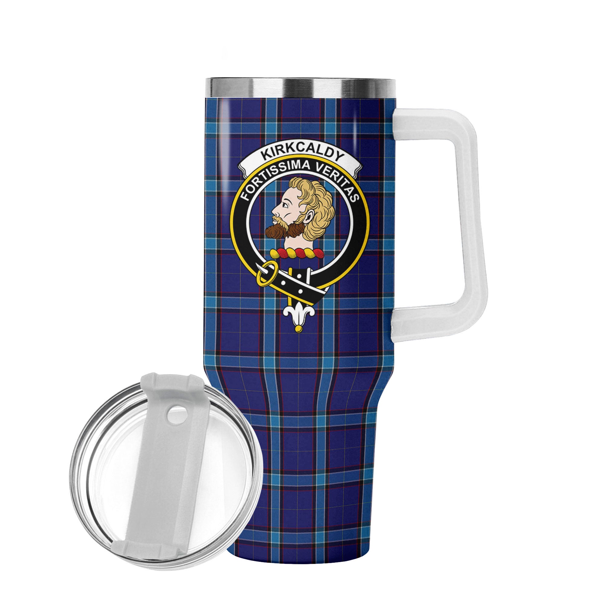 Kirkcaldy Tartan Crest 40 oz Insulated Tumbler with Handle