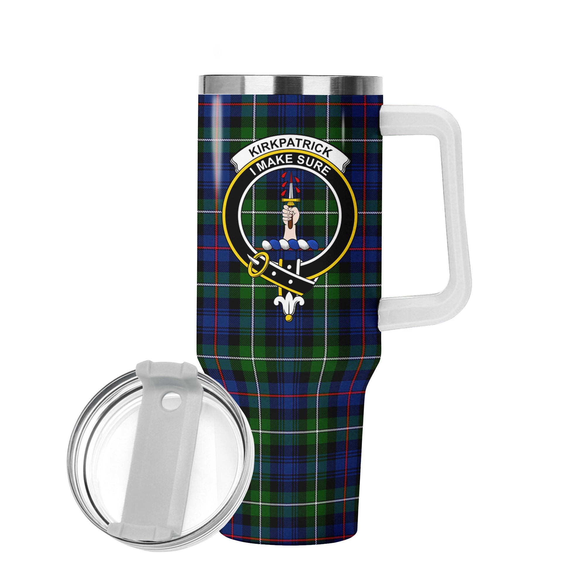 Kirkpatrick Tartan Crest 40 oz Insulated Tumbler with Handle