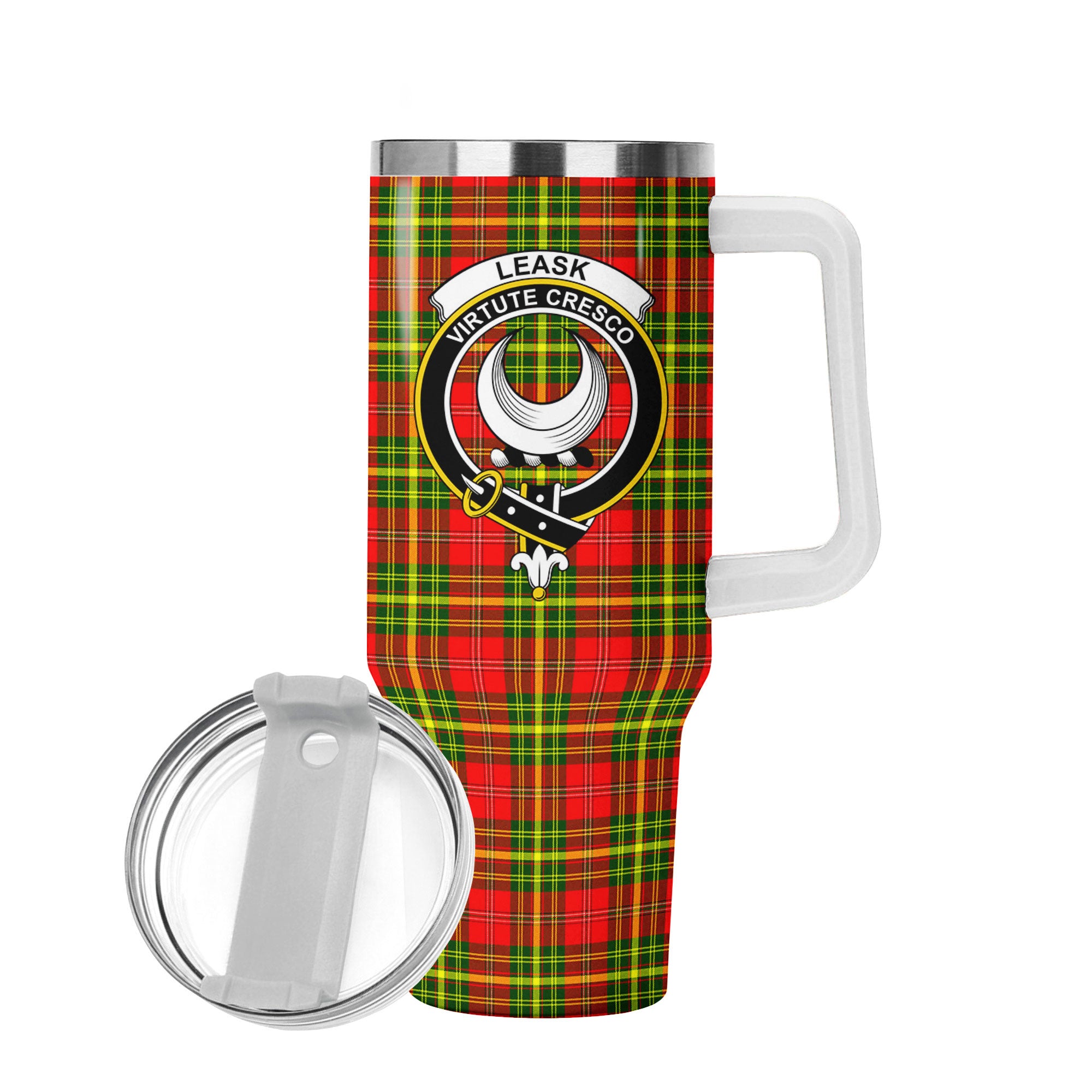 Leask Tartan Crest 40 oz Insulated Tumbler with Handle