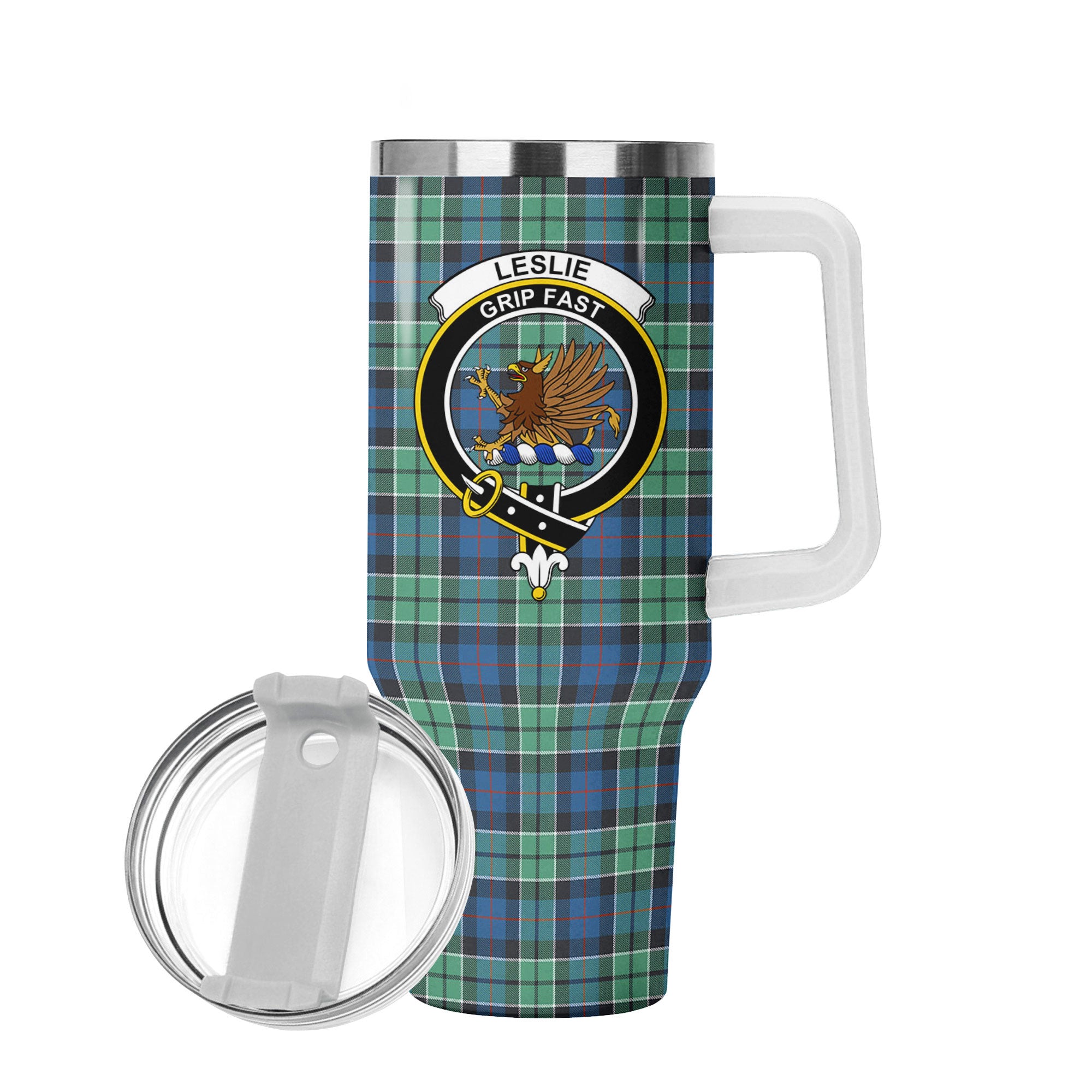 Leslie Hunting Ancient Tartan Crest 40 oz Insulated Tumbler with Handle