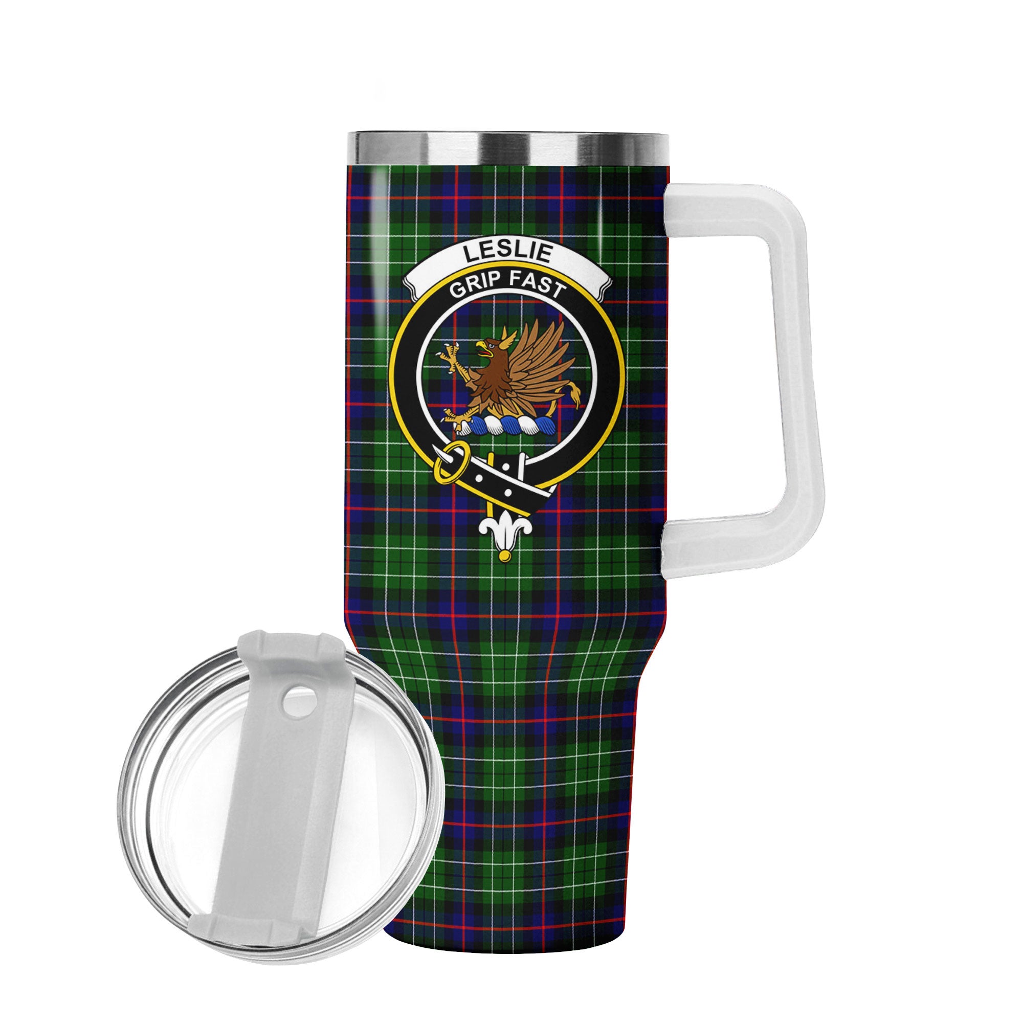 Leslie Hunting Tartan Crest 40 oz Insulated Tumbler with Handle