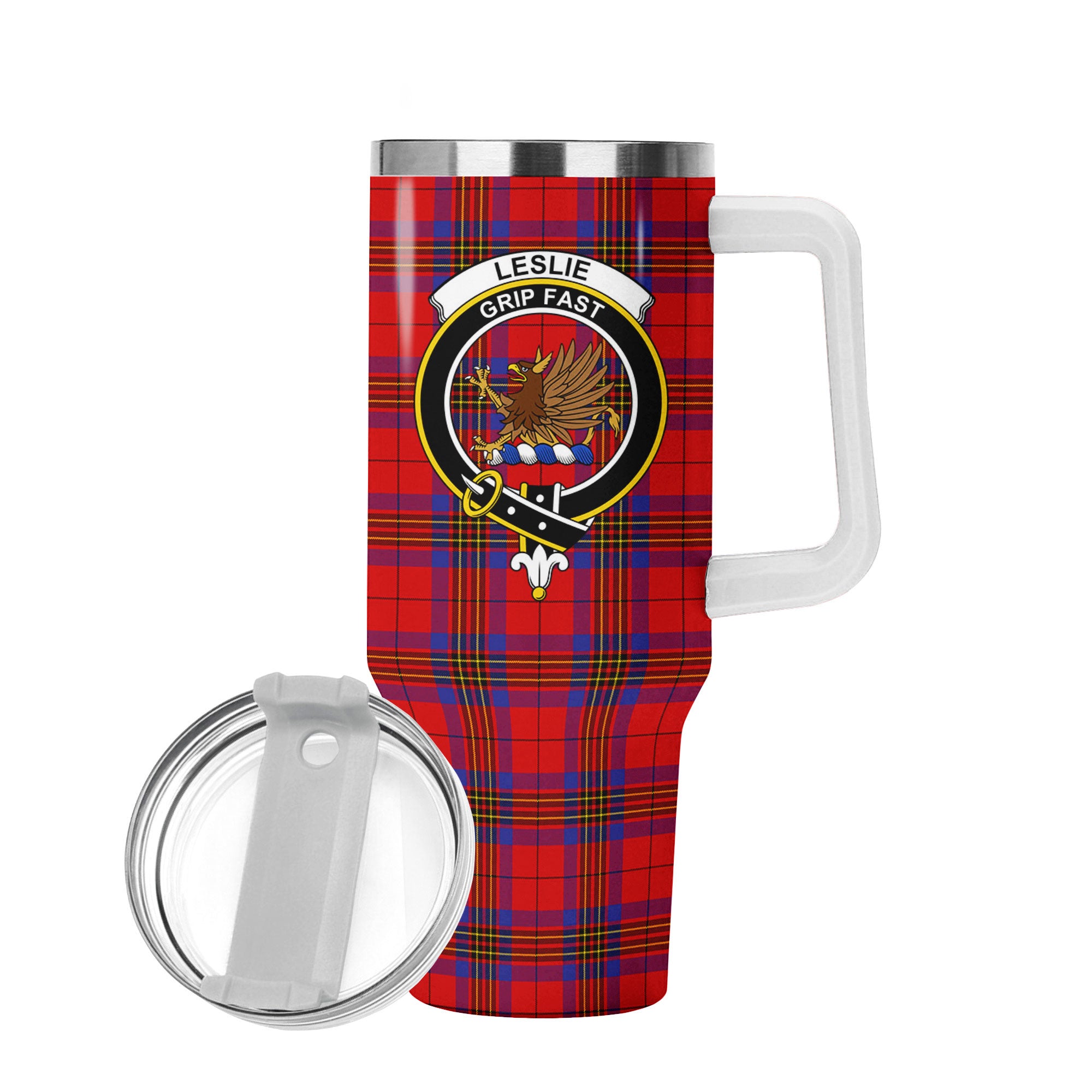 Leslie Modern Tartan Crest 40 oz Insulated Tumbler with Handle