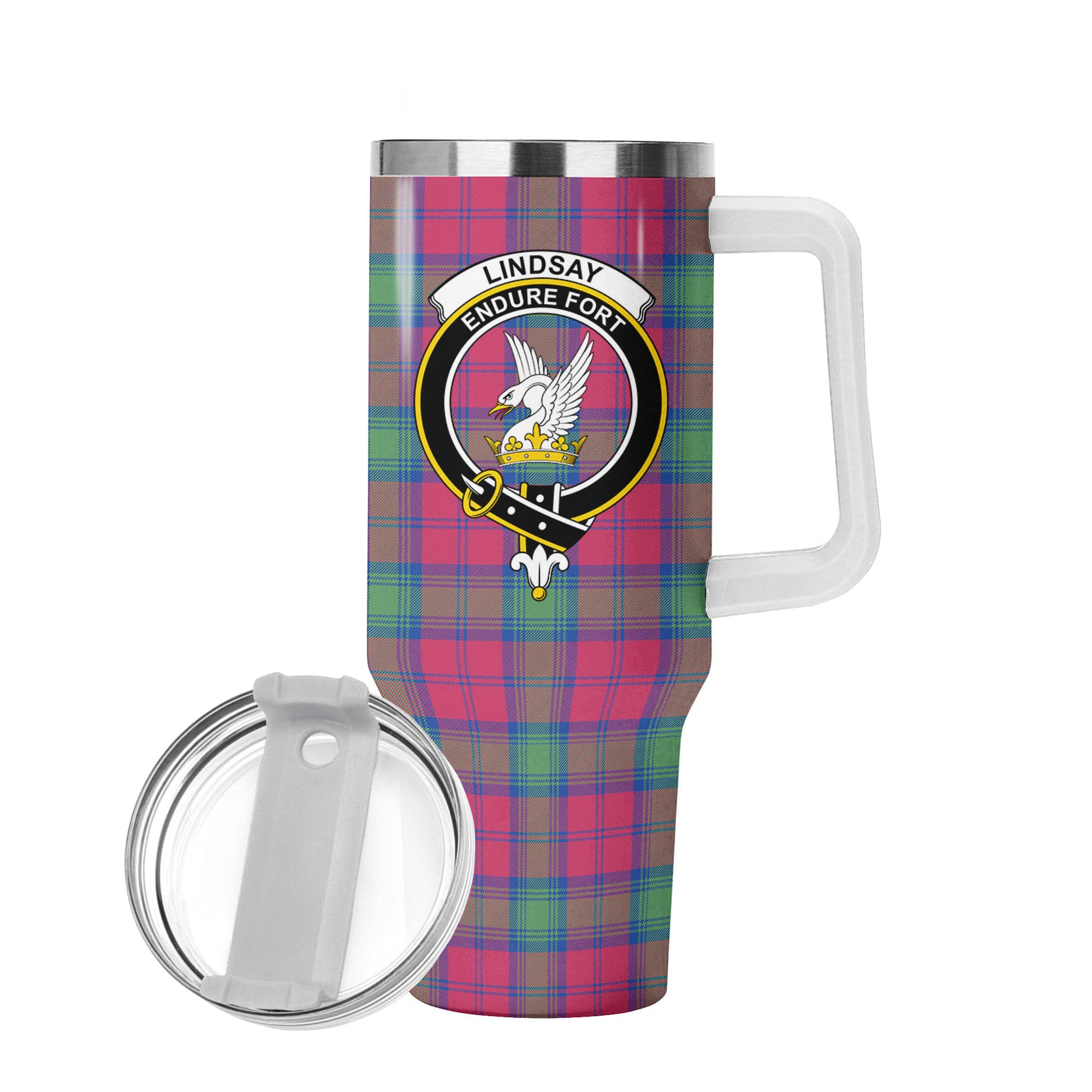 Lindsay Ancient Tartan Crest 40 oz Insulated Tumbler with Handle