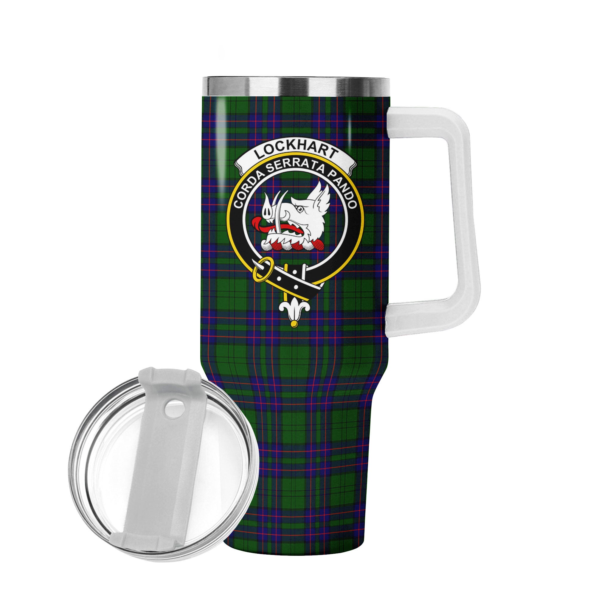 Lockhart Modern Tartan Crest 40 oz Insulated Tumbler with Handle