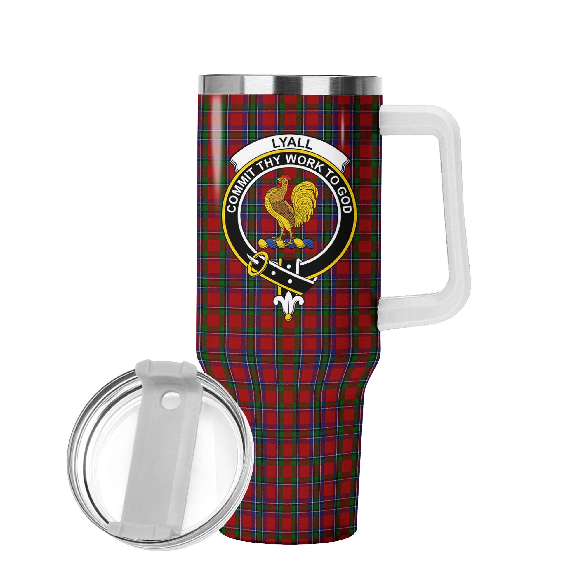 Lyall Tartan Crest 40 oz Insulated Tumbler with Handle