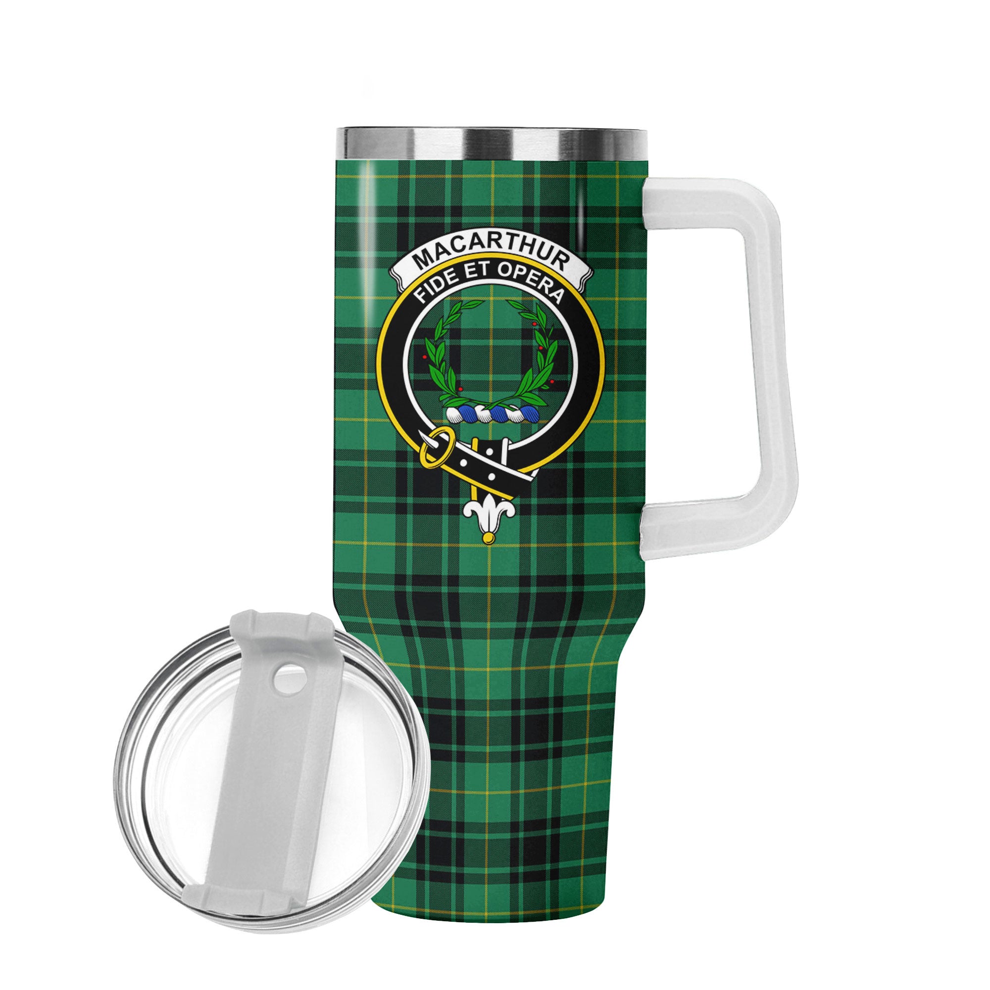 MacArthur Ancient Tartan Crest 40 oz Insulated Tumbler with Handle