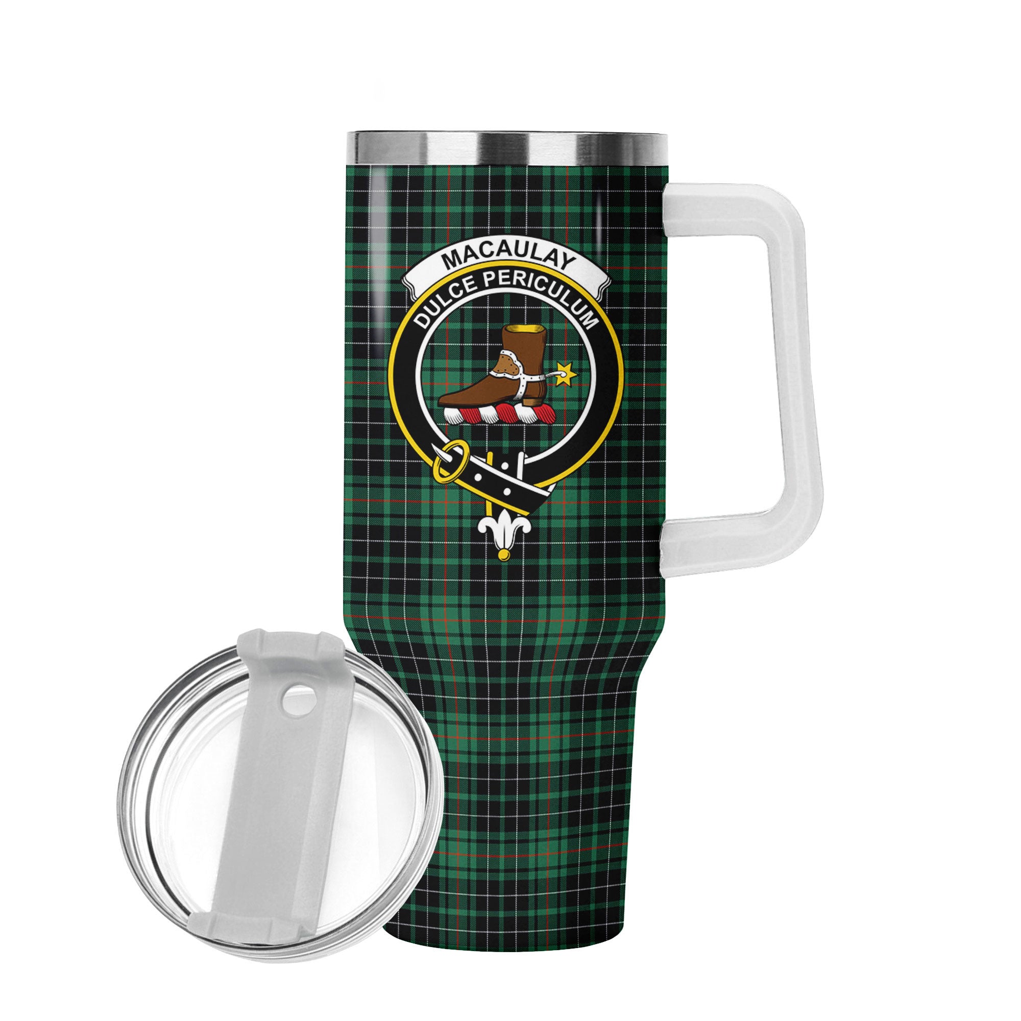 MacAulay Hunting Ancient Tartan Crest 40 oz Insulated Tumbler with Handle