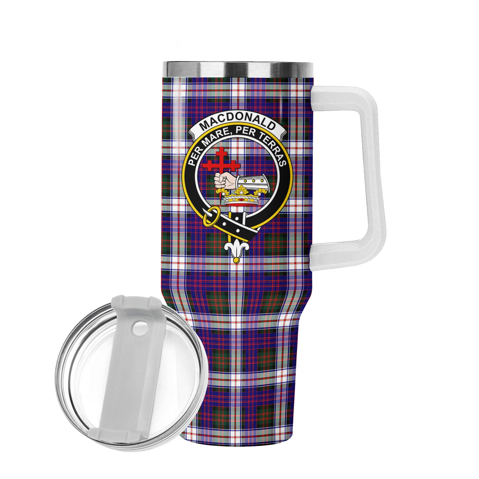 MacDonald Dress Modern Tartan Crest 40 oz Insulated Tumbler with Handle
