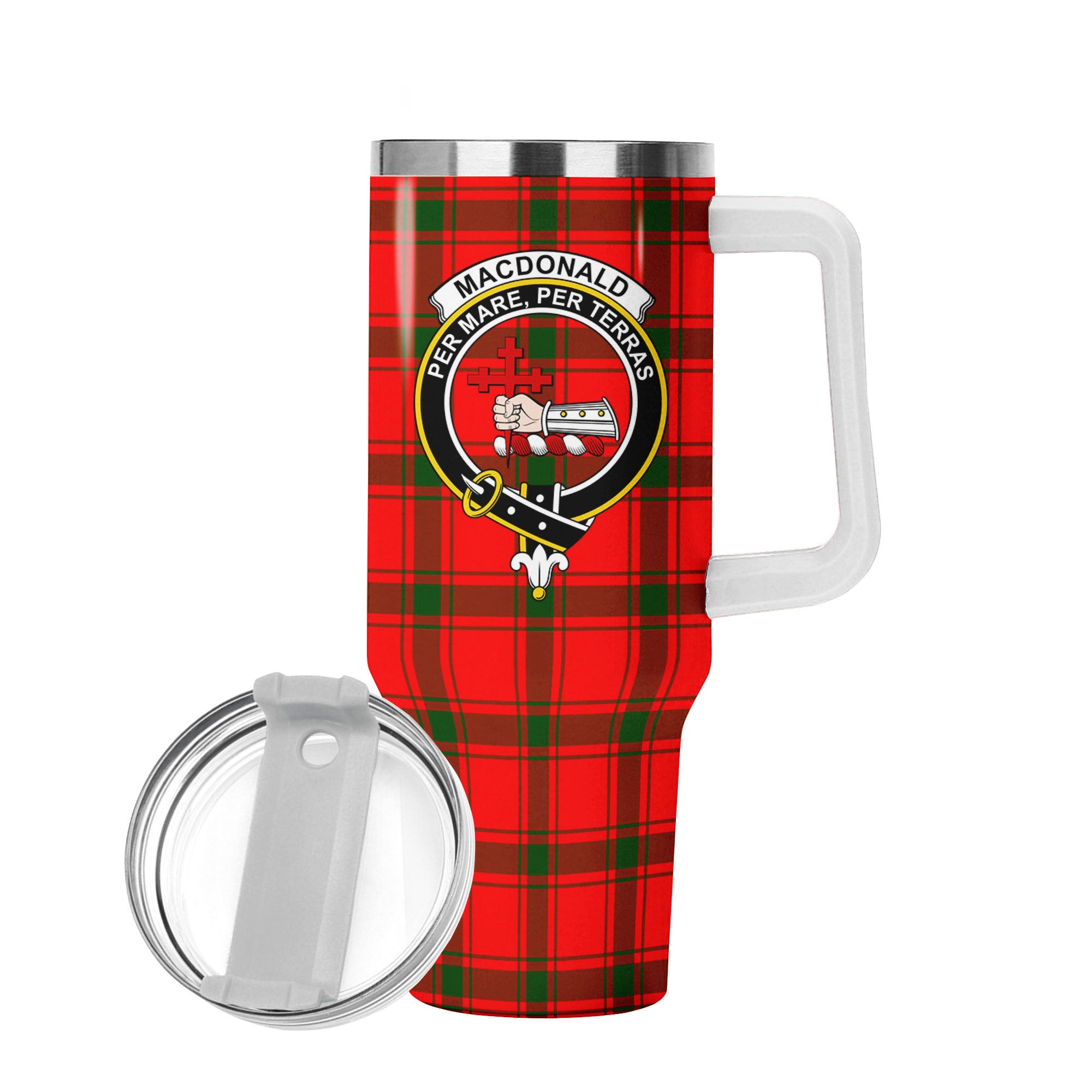 MacDonald of Sleat Tartan Crest 40 oz Insulated Tumbler with Handle