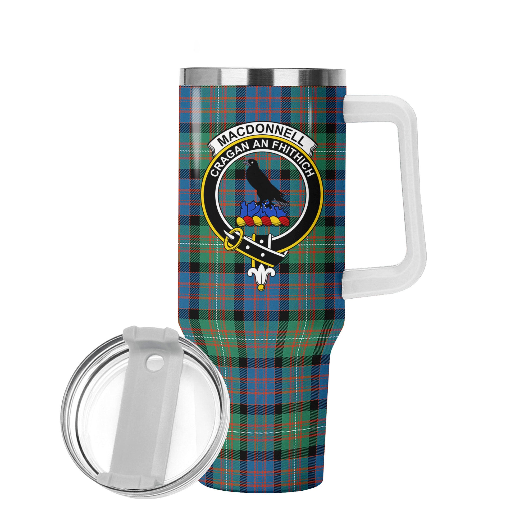 MacDonnell of Glengarry Ancient Tartan Crest 40 oz Insulated Tumbler with Handle