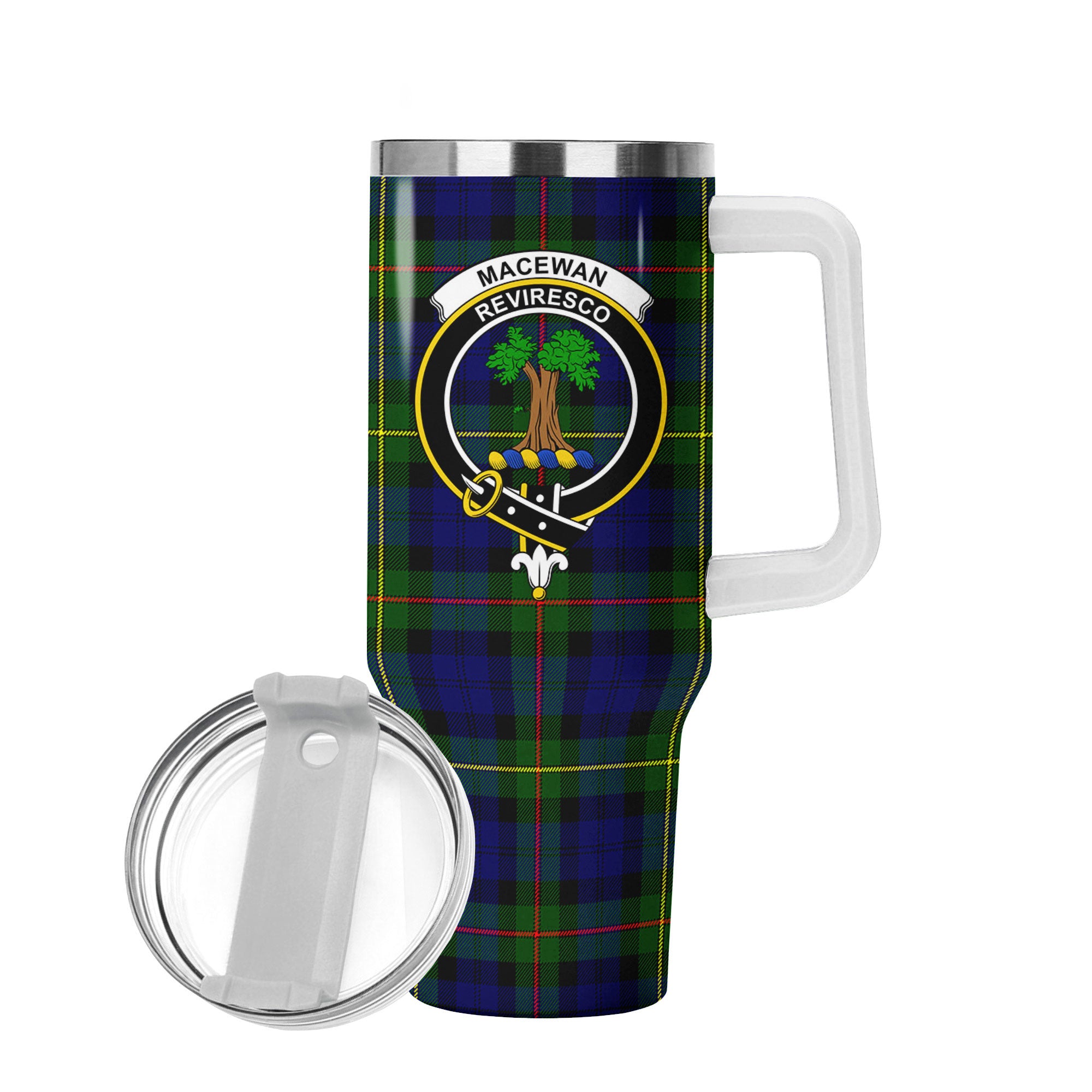 MacEwan Modern Tartan Crest 40 oz Insulated Tumbler with Handle