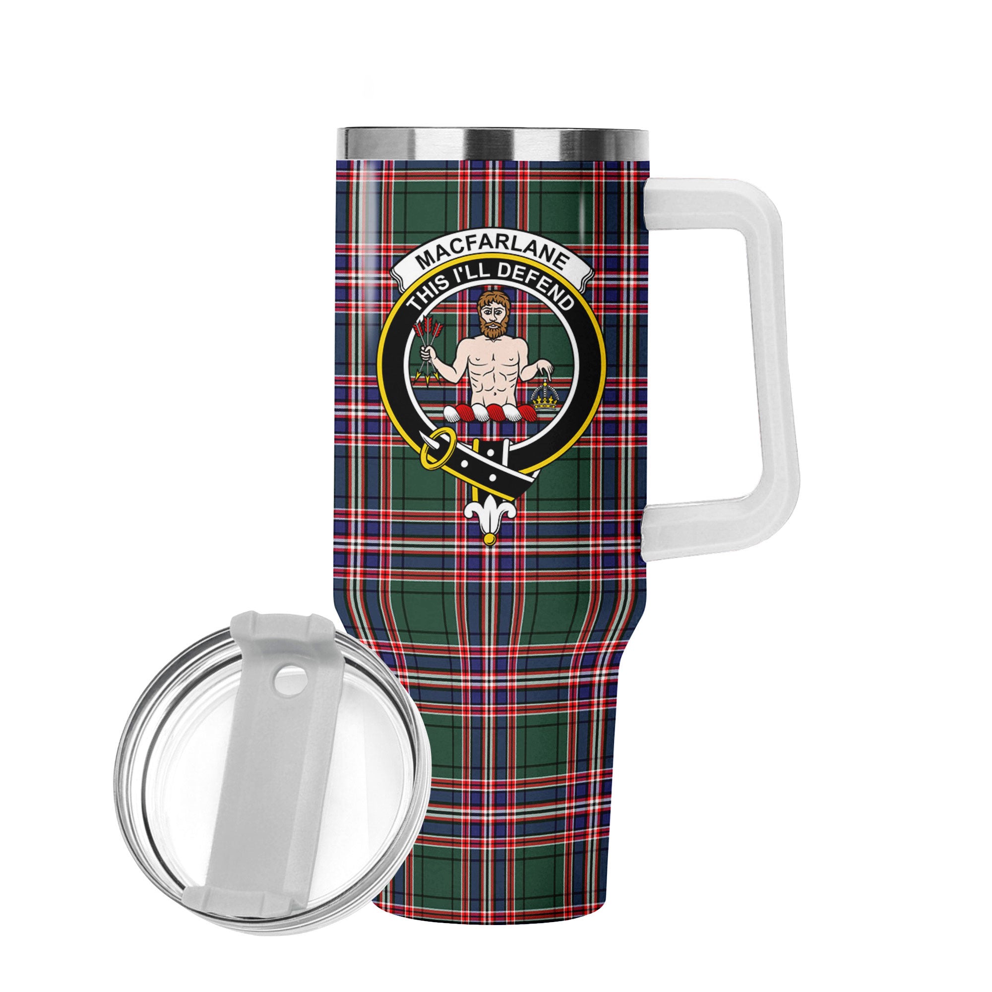 MacFarlane Hunting Modern Tartan Crest 40 oz Insulated Tumbler with Handle