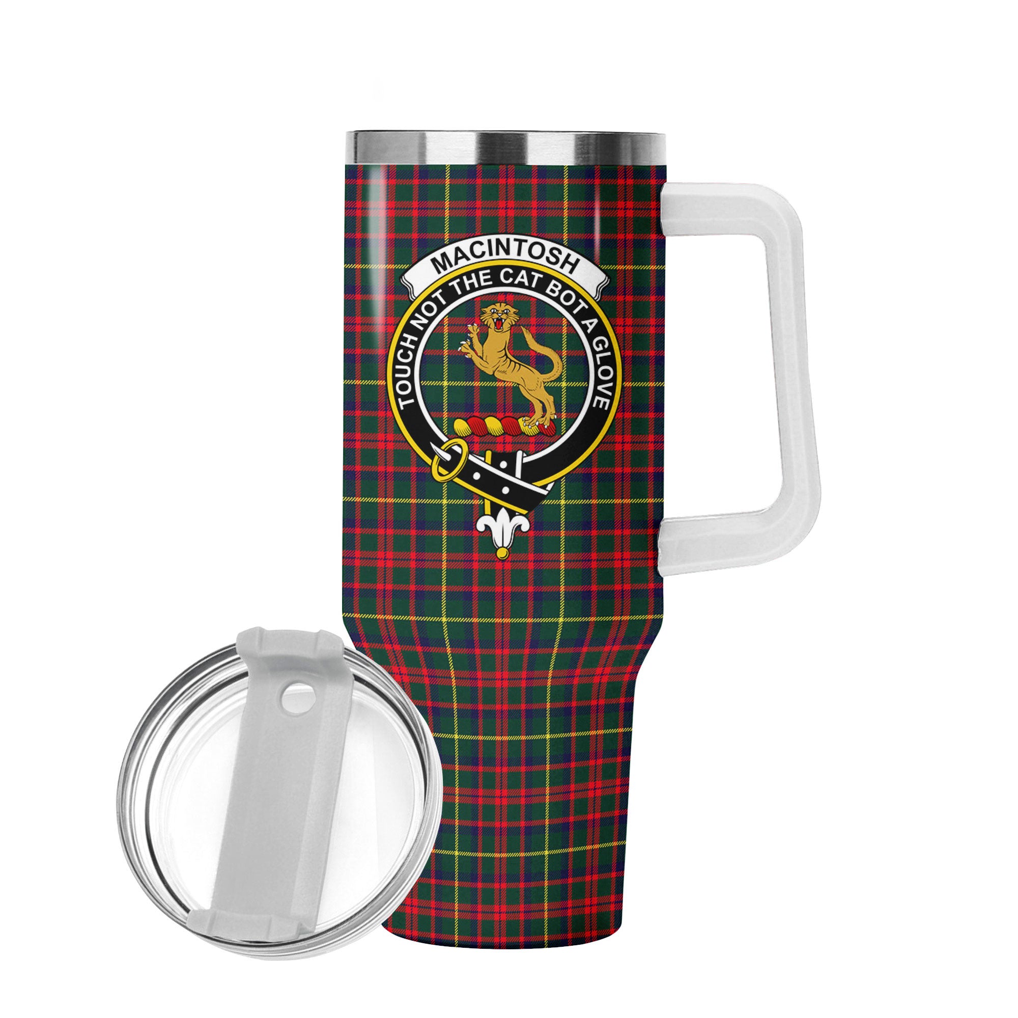 MacIntosh Hunting Modern Tartan Crest 40 oz Insulated Tumbler with Handle