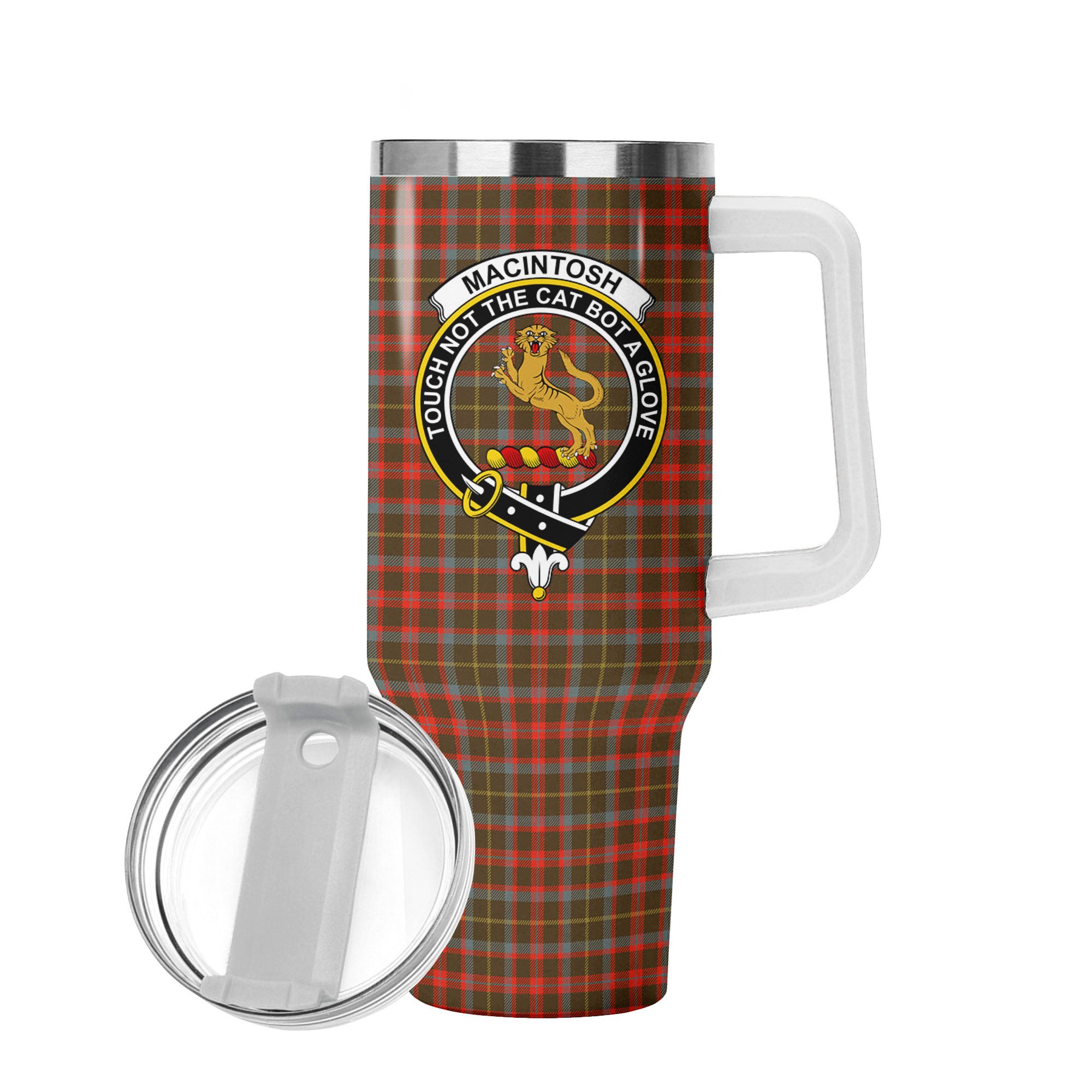 MacIntosh Hunting Weathered Tartan Crest 40 oz Insulated Tumbler with Handle