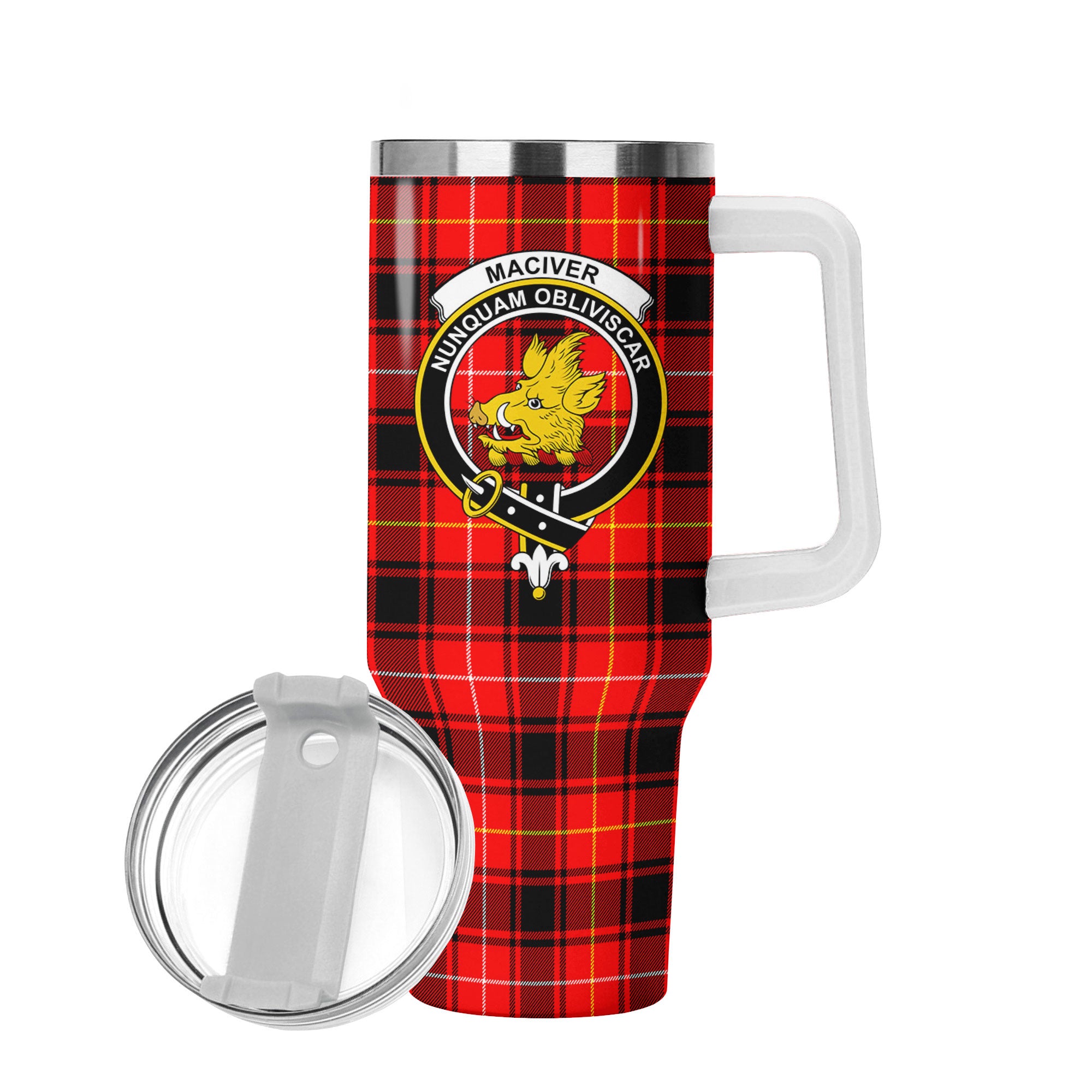 MacIver Modern Tartan Crest 40 oz Insulated Tumbler with Handle