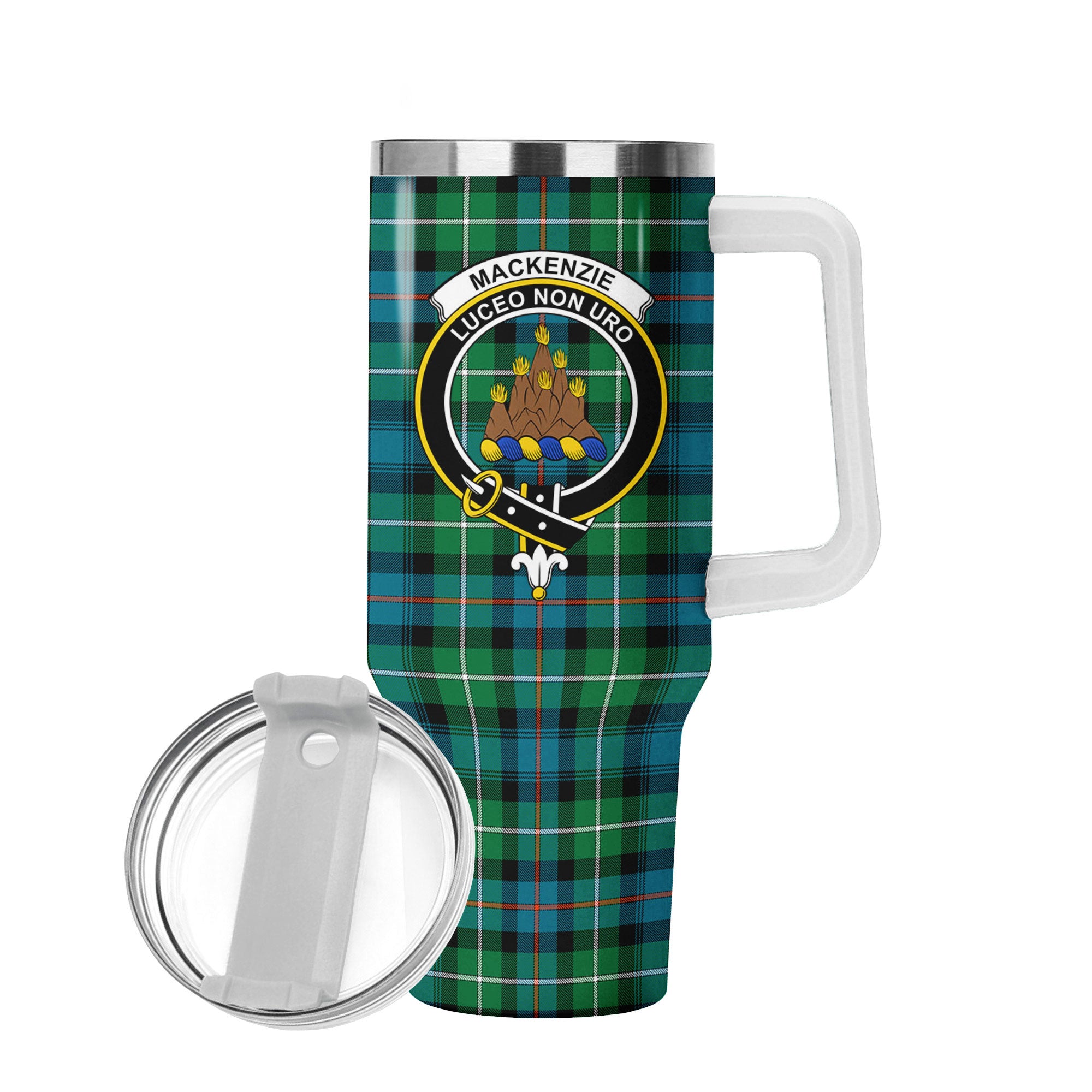 MacKenzie Ancient Tartan Crest 40 oz Insulated Tumbler with Handle
