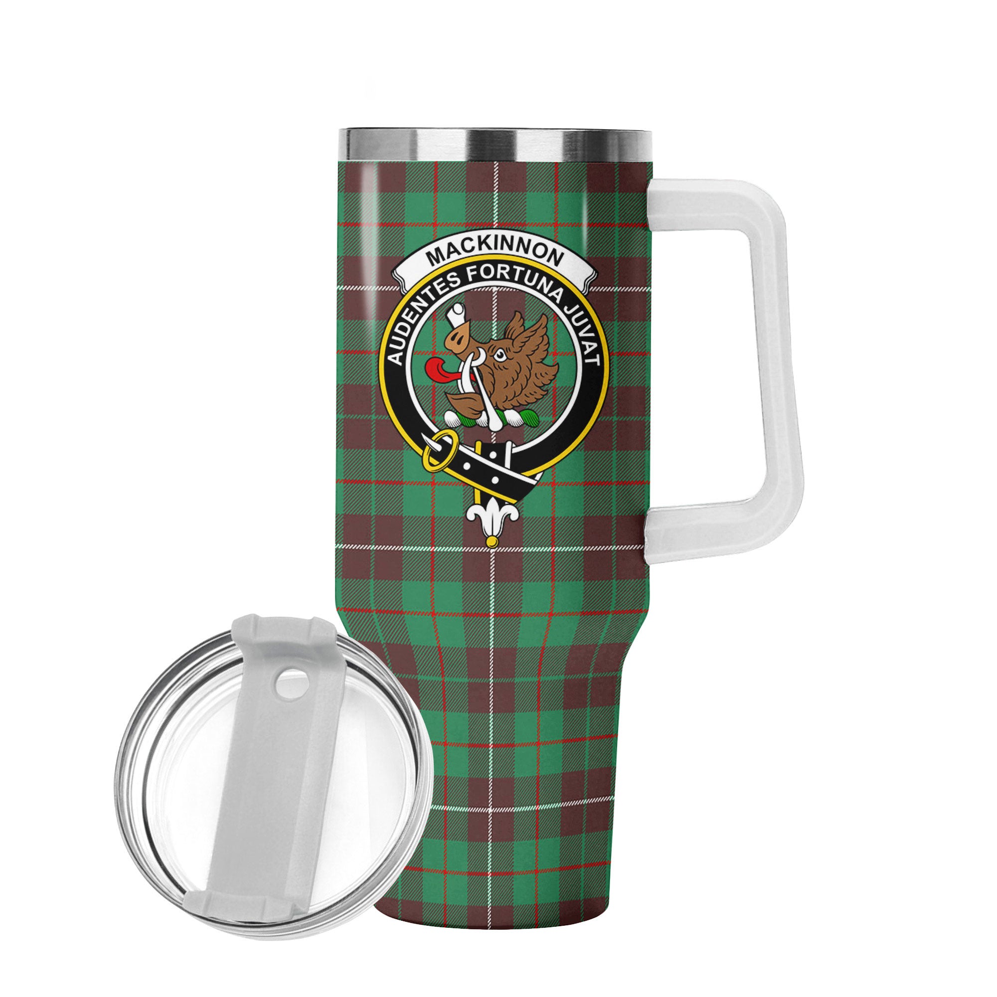 MacKinnon Hunting Ancient Tartan Crest 40 oz Insulated Tumbler with Handle