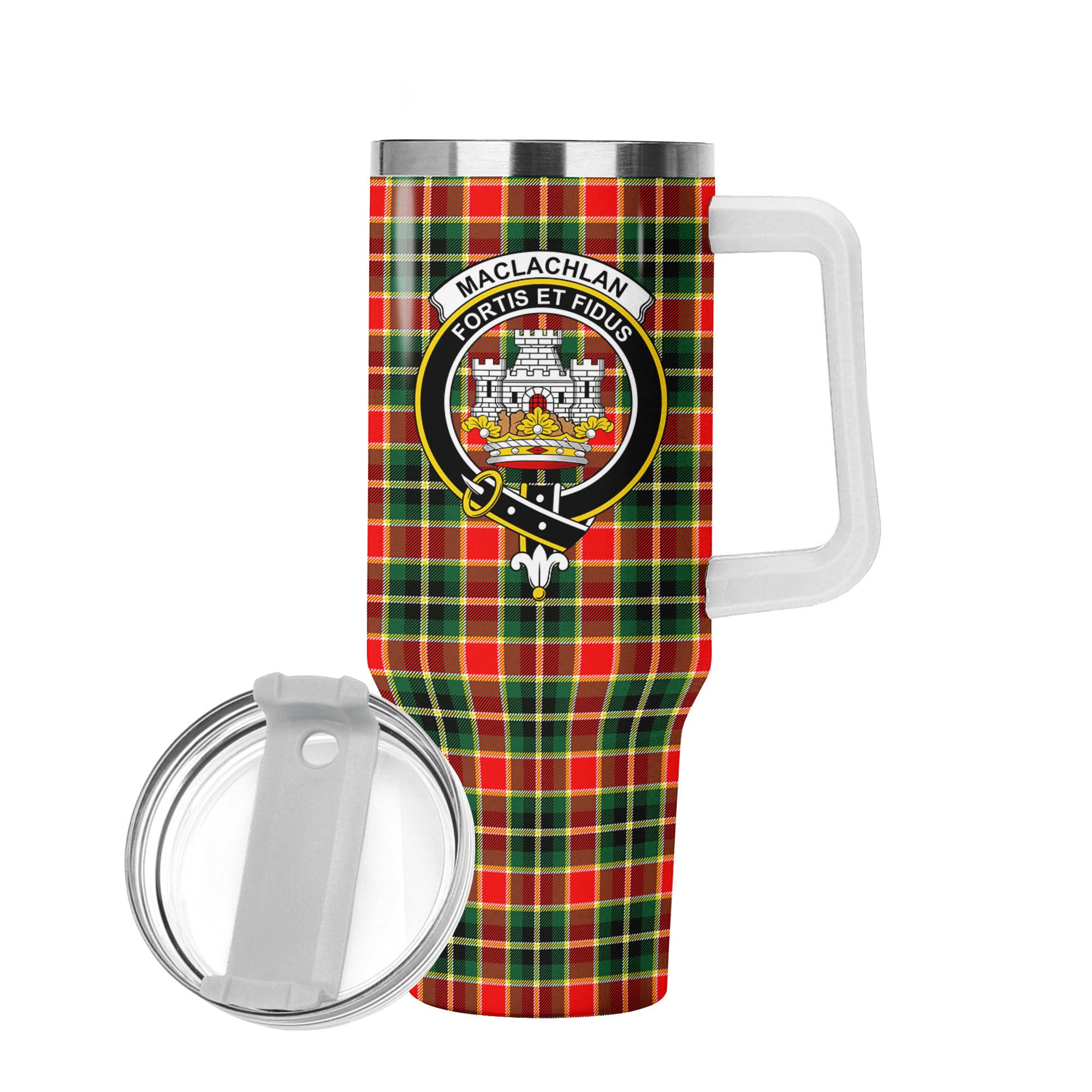MacLachlan Hunting Modern Tartan Crest 40 oz Insulated Tumbler with Handle