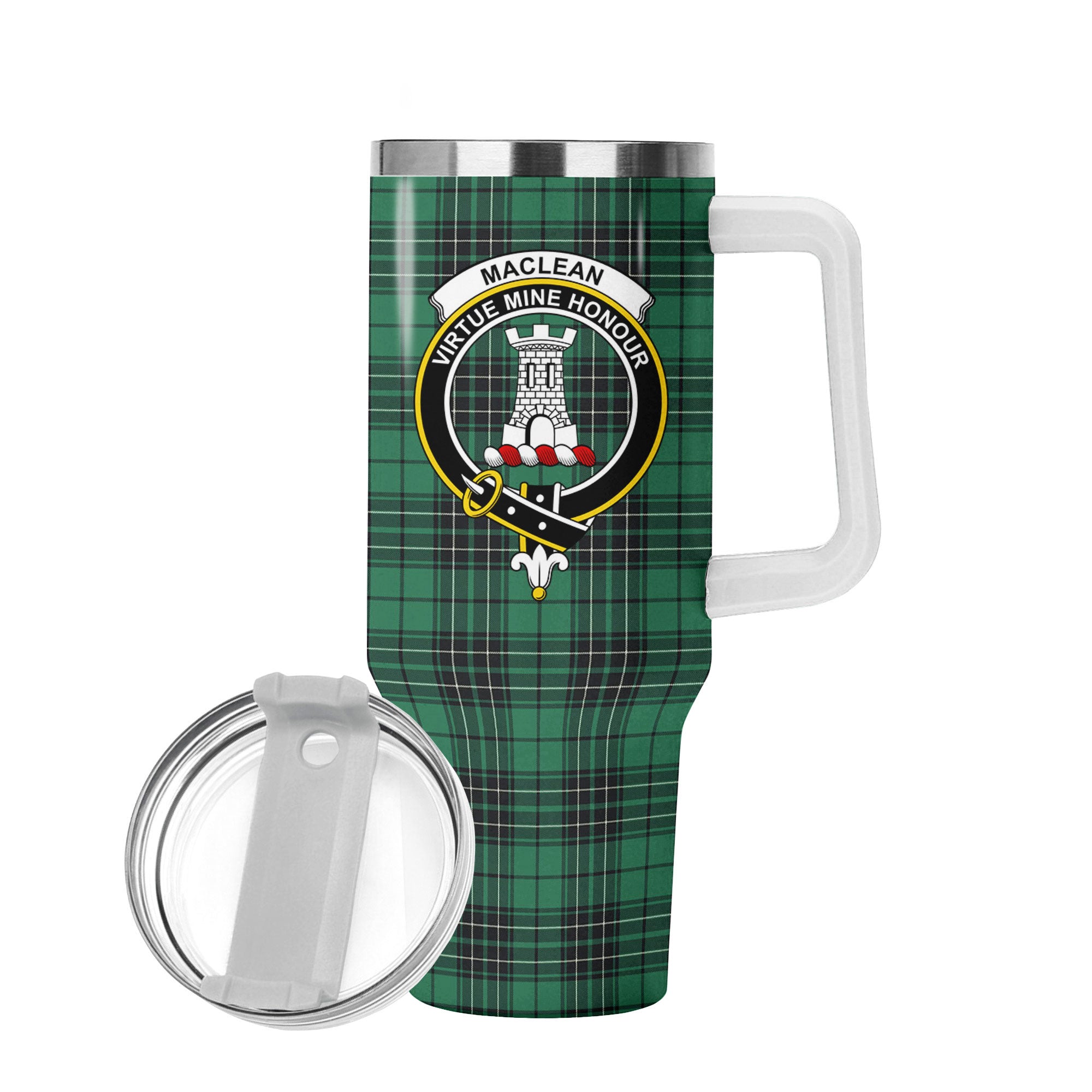 MacLean Hunting Ancient Tartan Crest 40 oz Insulated Tumbler with Handle