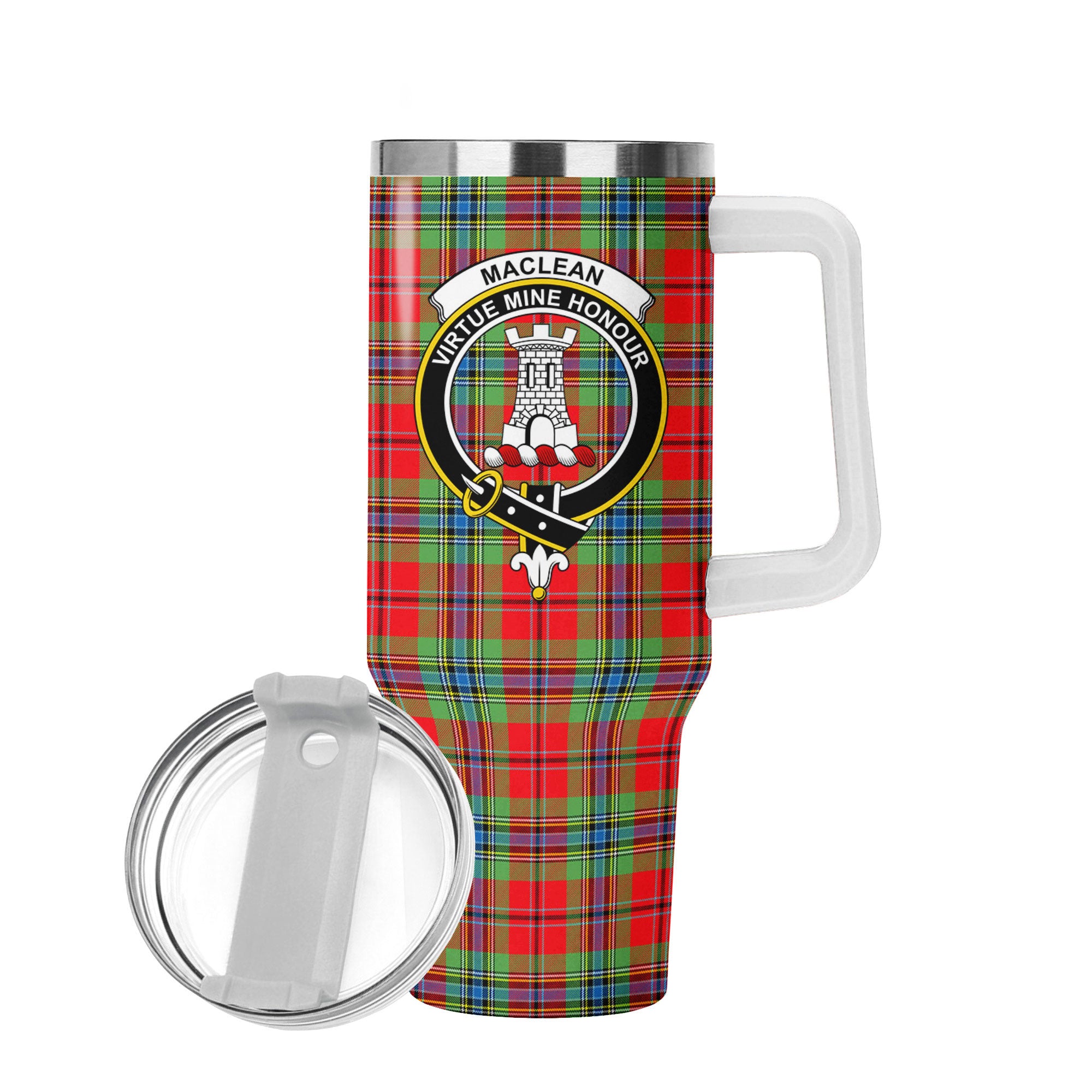 MacLean of Duart Modern Tartan Crest 40 oz Insulated Tumbler with Handle