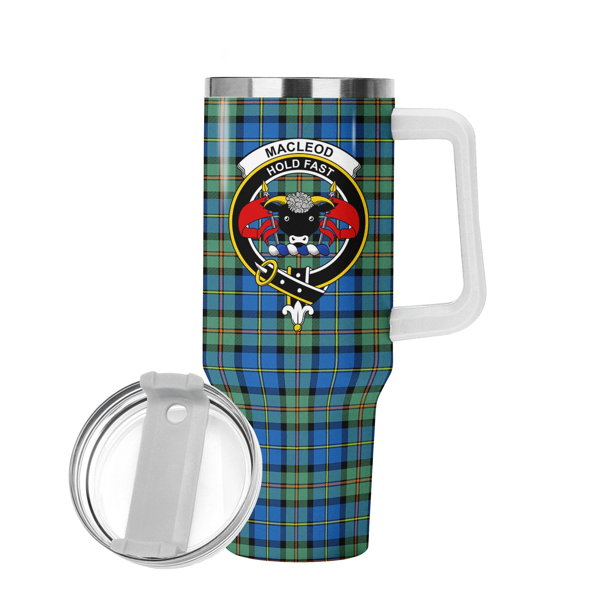 MacLeod of Harris Ancient Tartan Crest 40 oz Insulated Tumbler with Handle