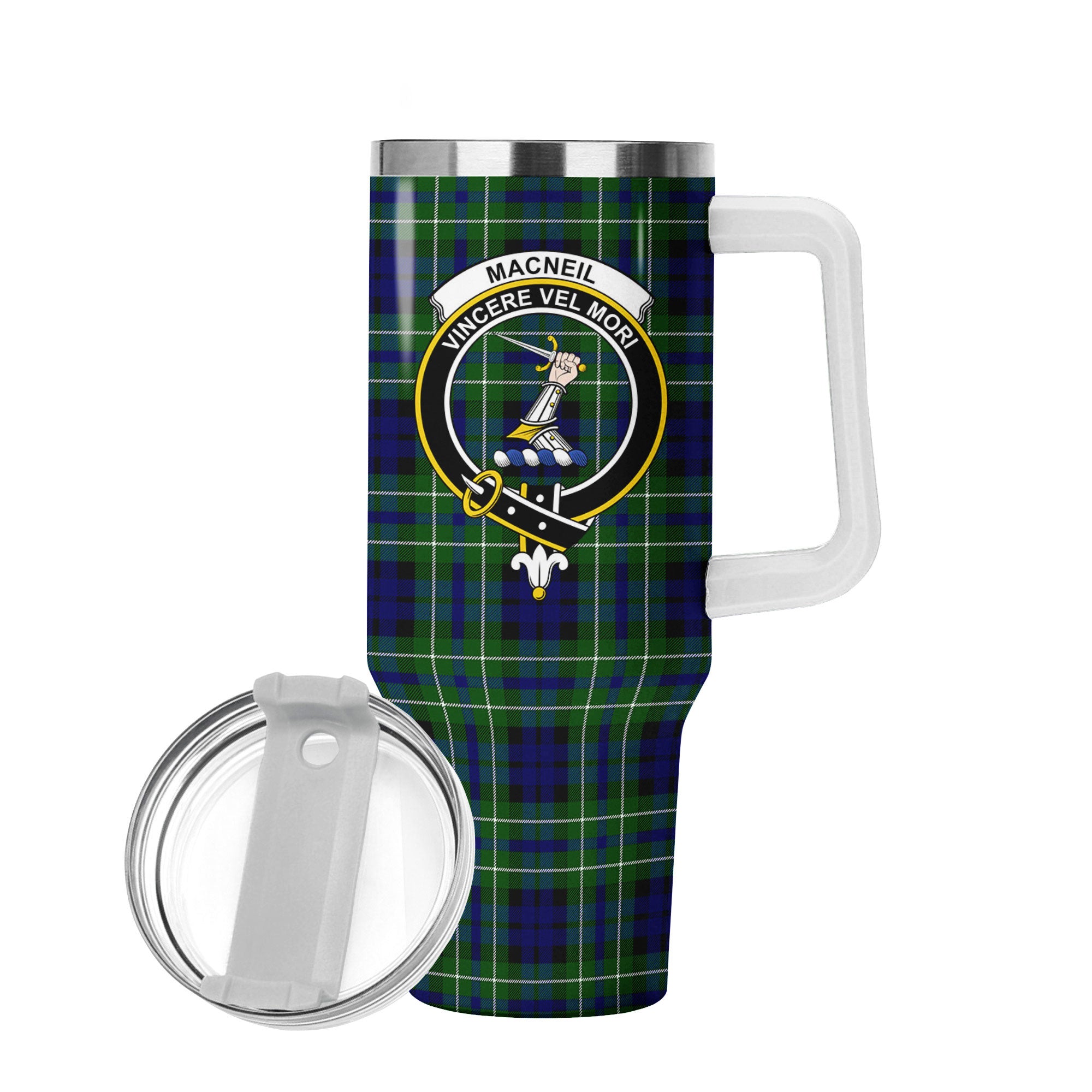 MacNeil of Colonsay Modern Tartan Crest 40 oz Insulated Tumbler with Handle