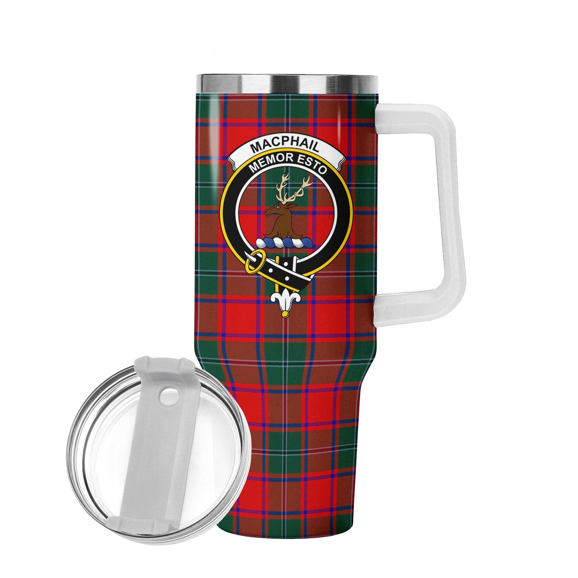 MacPhail Clan Tartan Crest 40 oz Insulated Tumbler with Handle