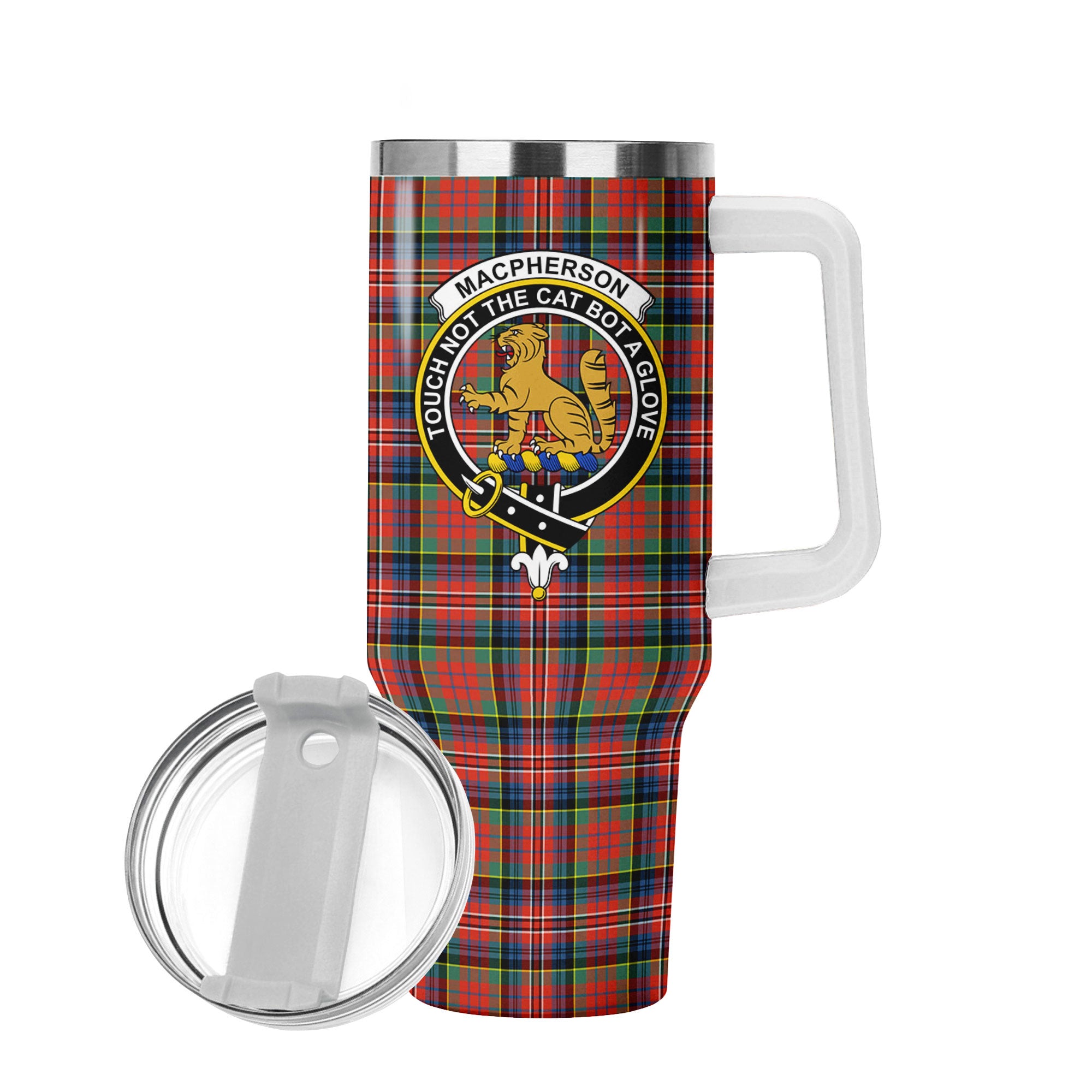 MacPherson Ancient Tartan Crest 40 oz Insulated Tumbler with Handle