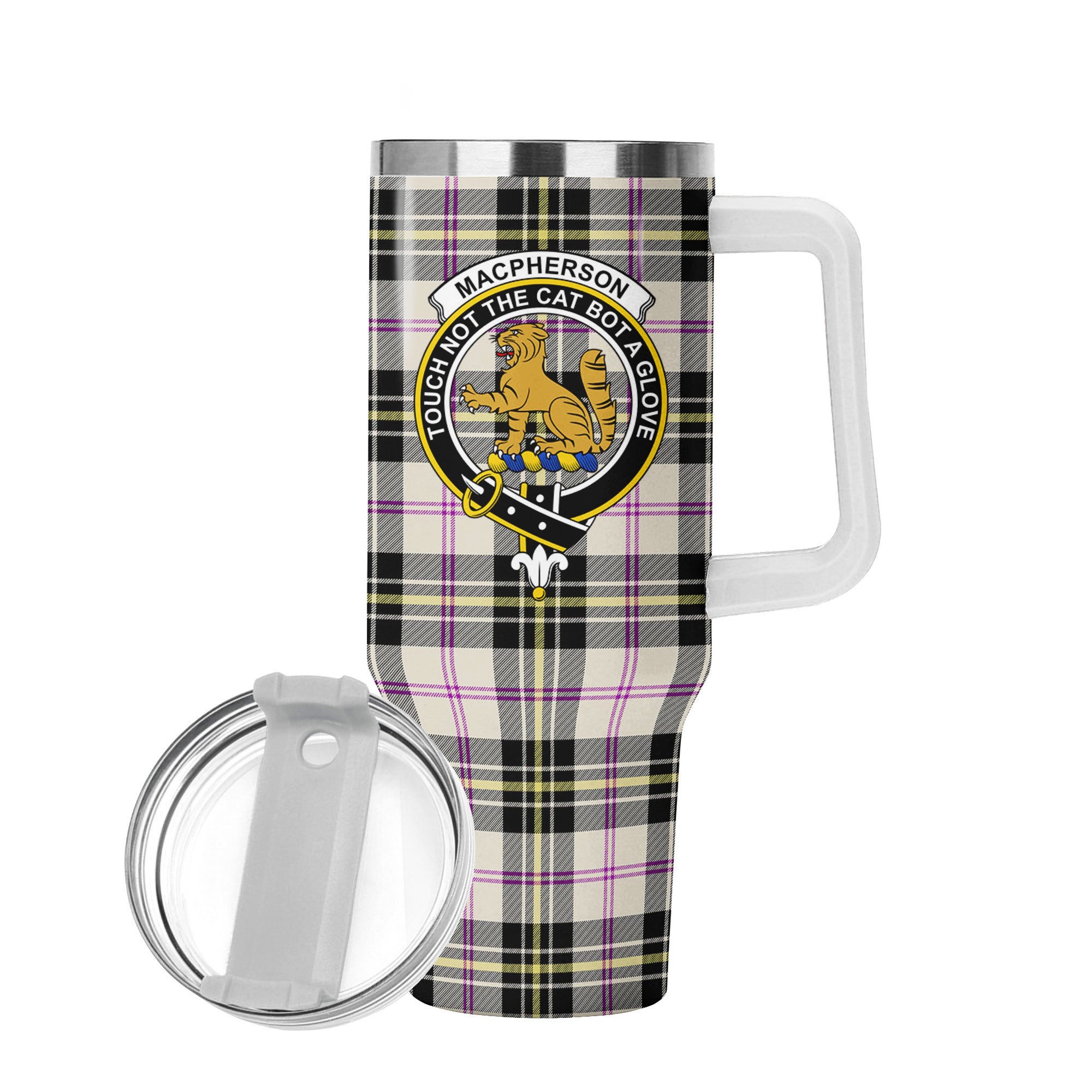 MacPherson Dress Ancient Tartan Crest 40 oz Insulated Tumbler with Handle
