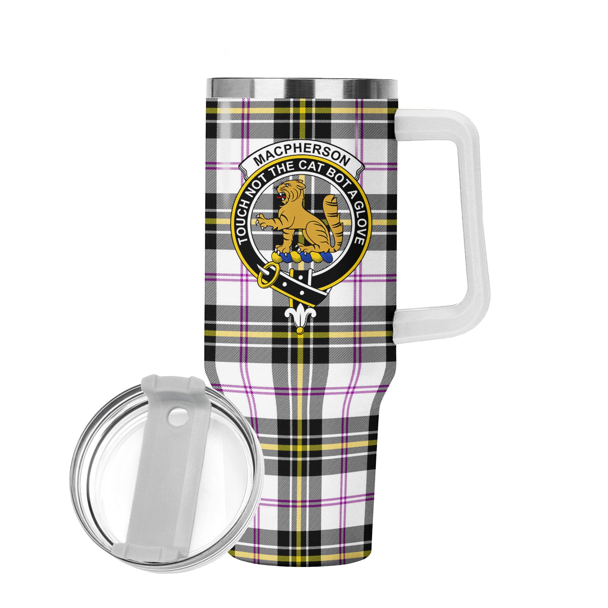 MacPherson Dress Modern Tartan Crest 40 oz Insulated Tumbler with Handle