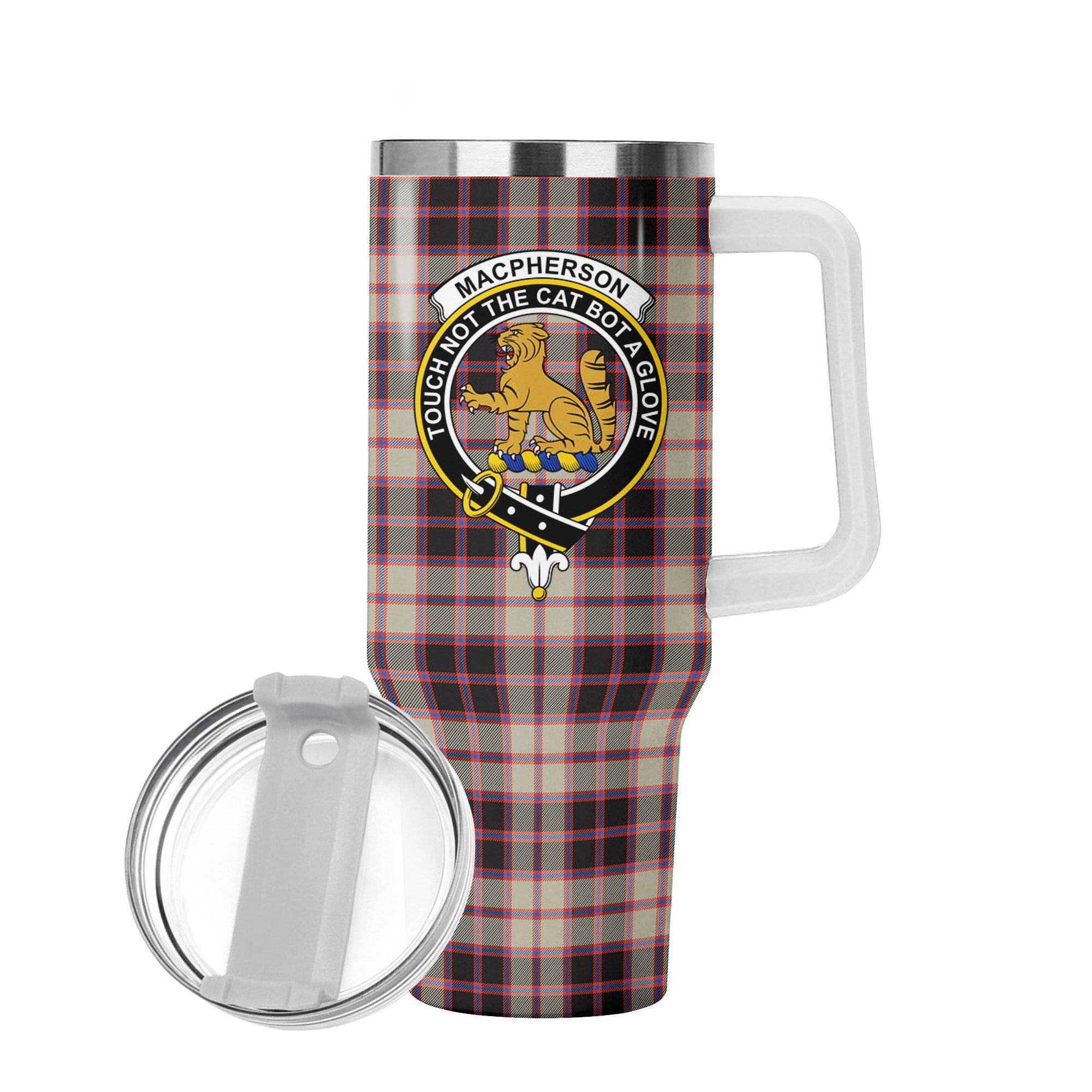 MacPherson Hunting Ancient Tartan Crest 40 oz Insulated Tumbler with Handle