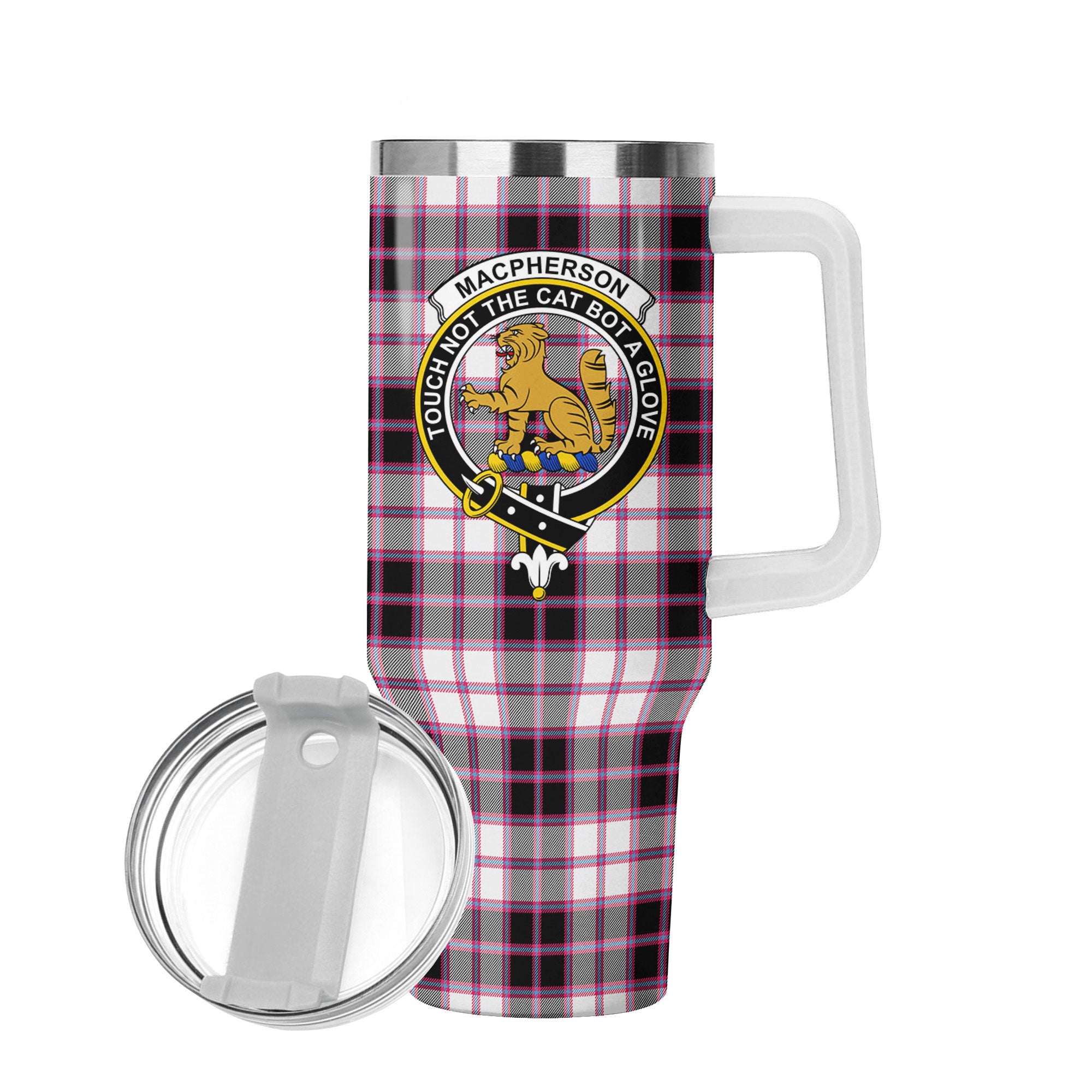 MacPherson Hunting Modern Tartan Crest 40 oz Insulated Tumbler with Handle