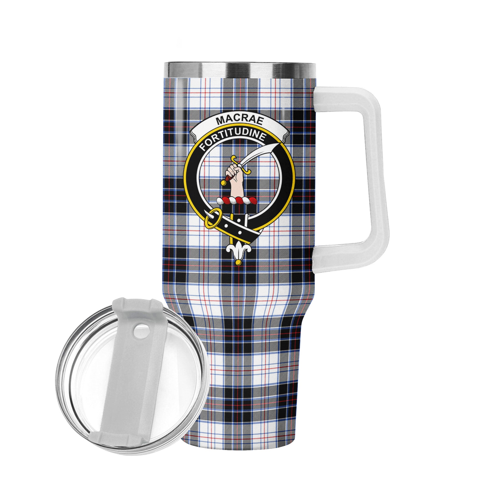 MacRae Dress Modern Tartan Crest 40 oz Insulated Tumbler with Handle