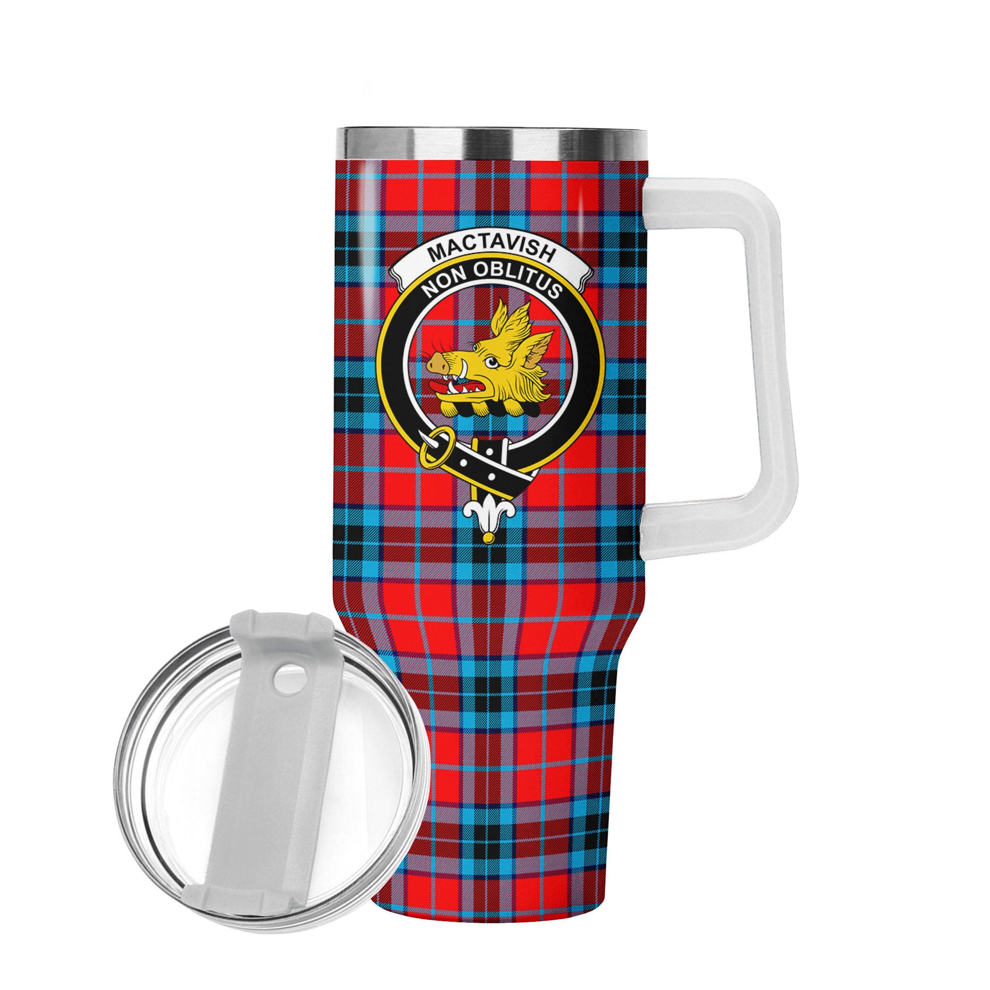 MacTavish Modern Tartan Crest 40 oz Insulated Tumbler with Handle