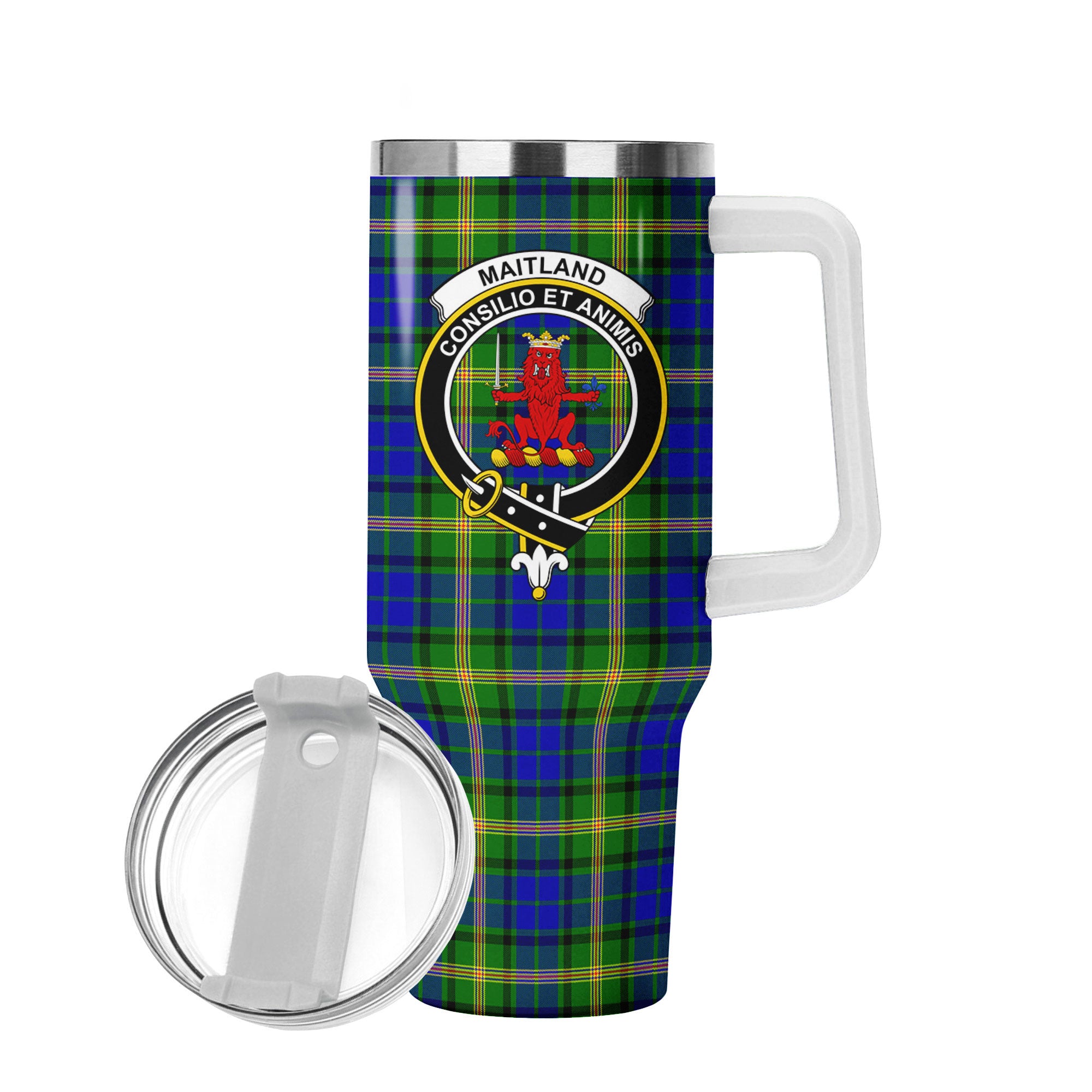 Maitland Tartan Crest 40 oz Insulated Tumbler with Handle