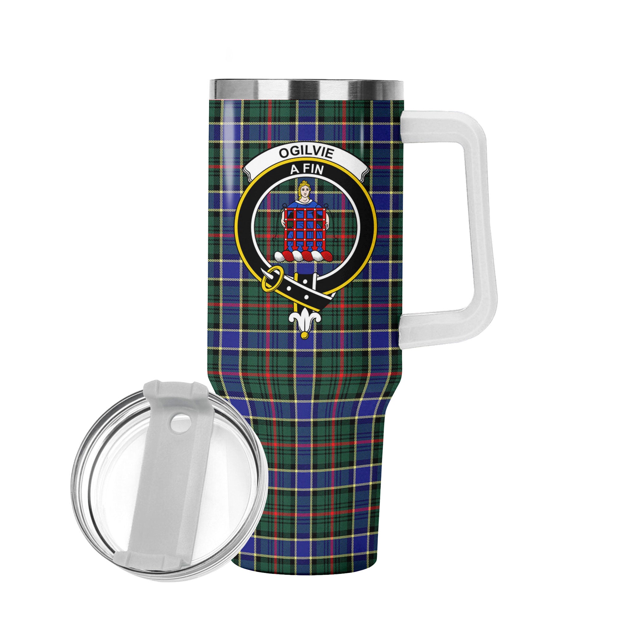 Ogilvie Hunting Modern Tartan Crest 40 oz Insulated Tumbler with Handle