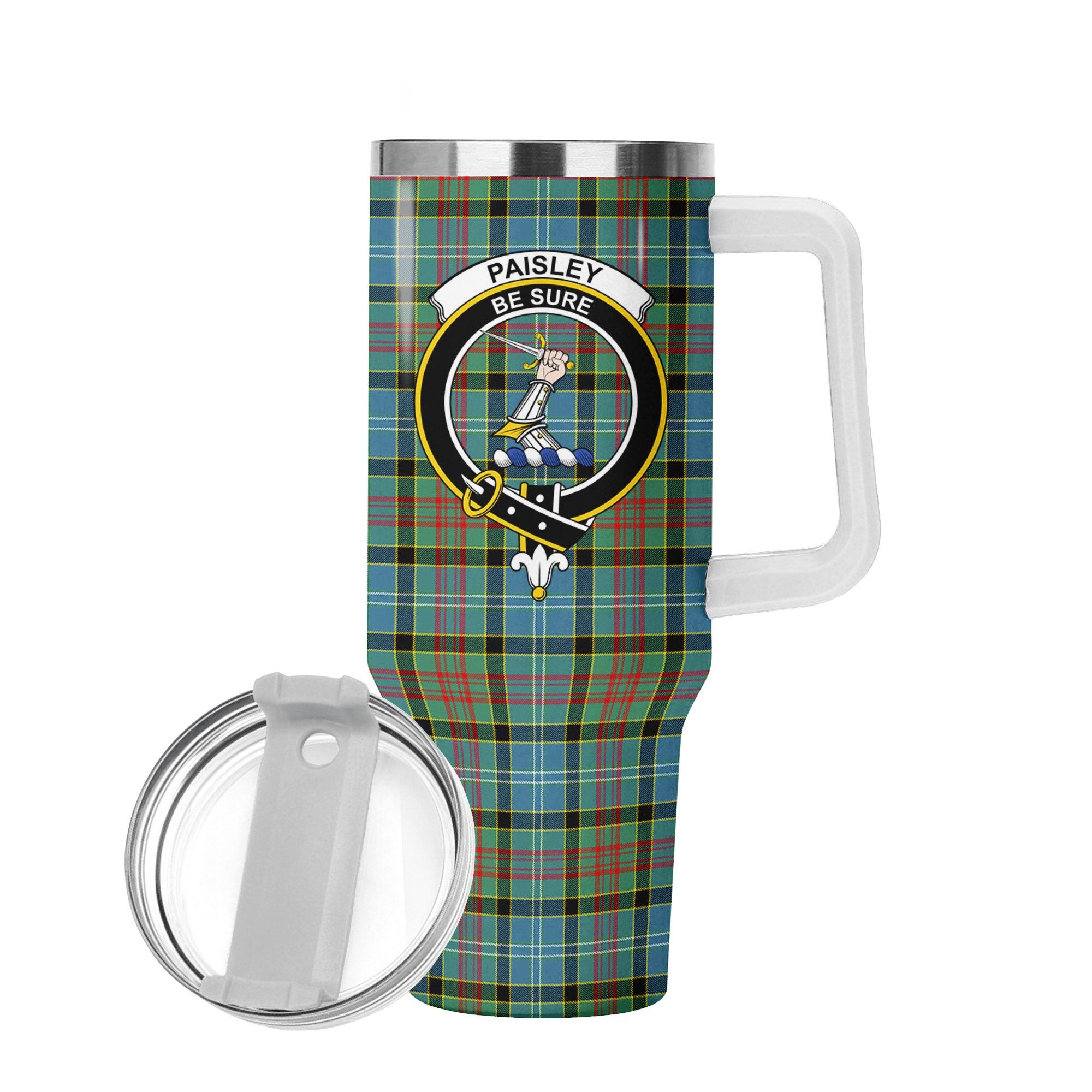 Paisley District Tartan Crest 40 oz Insulated Tumbler with Handle