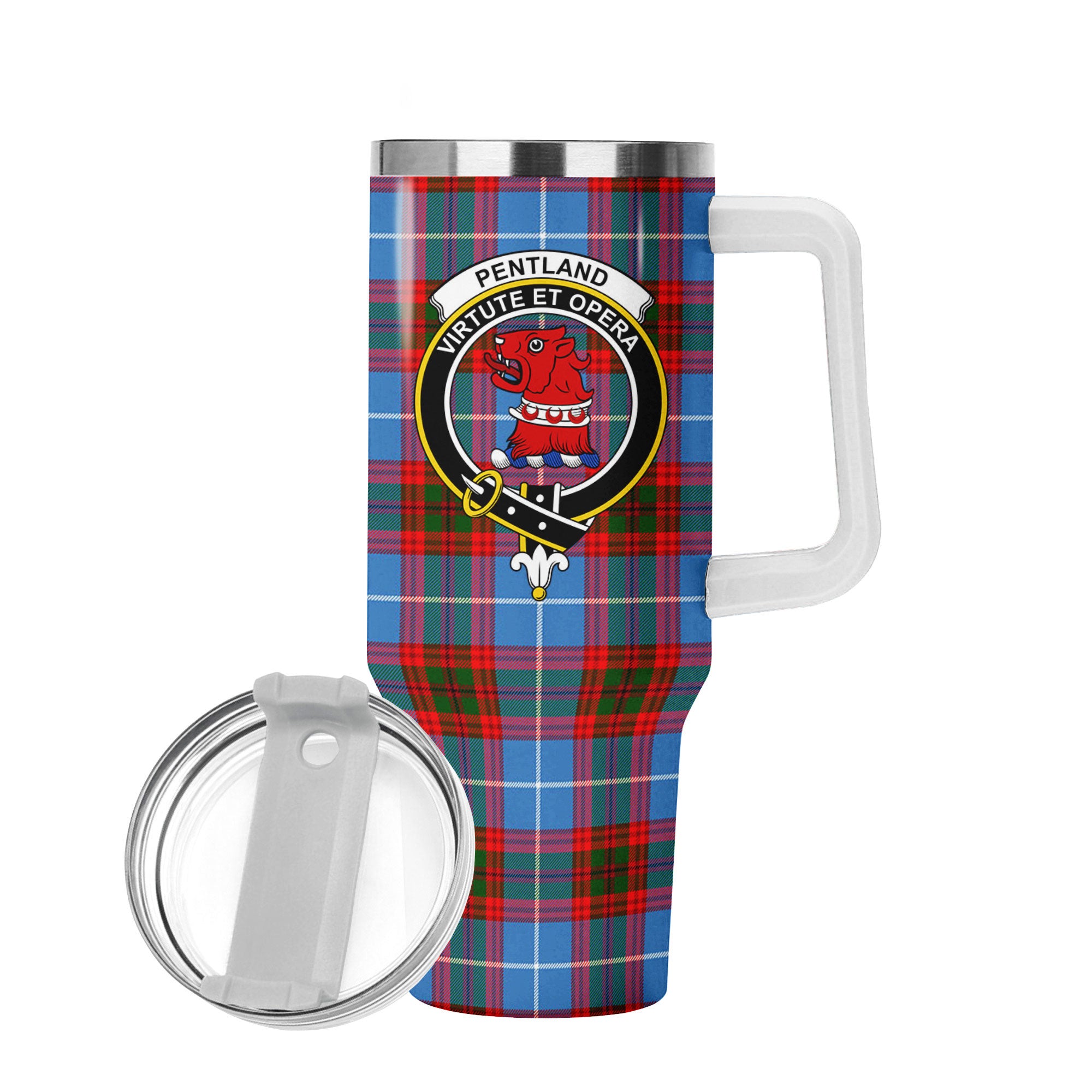 Pentland Tartan Crest 40 oz Insulated Tumbler with Handle