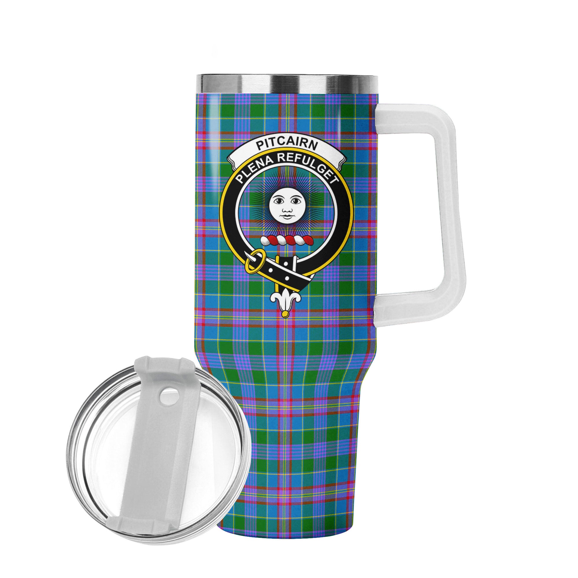 Pitcairn Hunting Tartan Crest 40 oz Insulated Tumbler with Handle