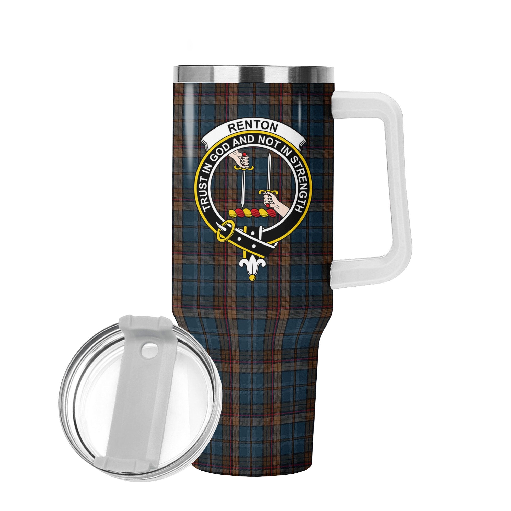 Renton Tartan Crest 40 oz Insulated Tumbler with Handle